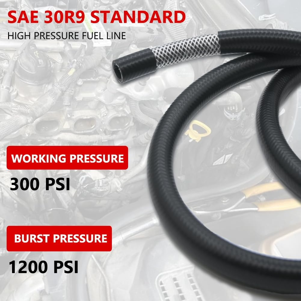 3/8 Transmission Cooler Hose 10Mm High Pressure Push Lock Fuel Injection Hose 300PSI 5FT