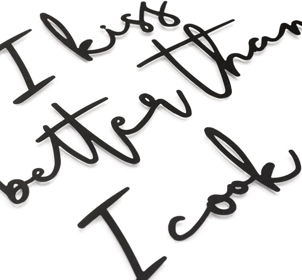 I Kiss Better than I Cook Metal Wall Art &ndash; Funny Kitchen Decor | Black Metal Wall Sign for Dining Room, Cafe, Restaurant, Kitchen | Easy to Hang & Stylish Design