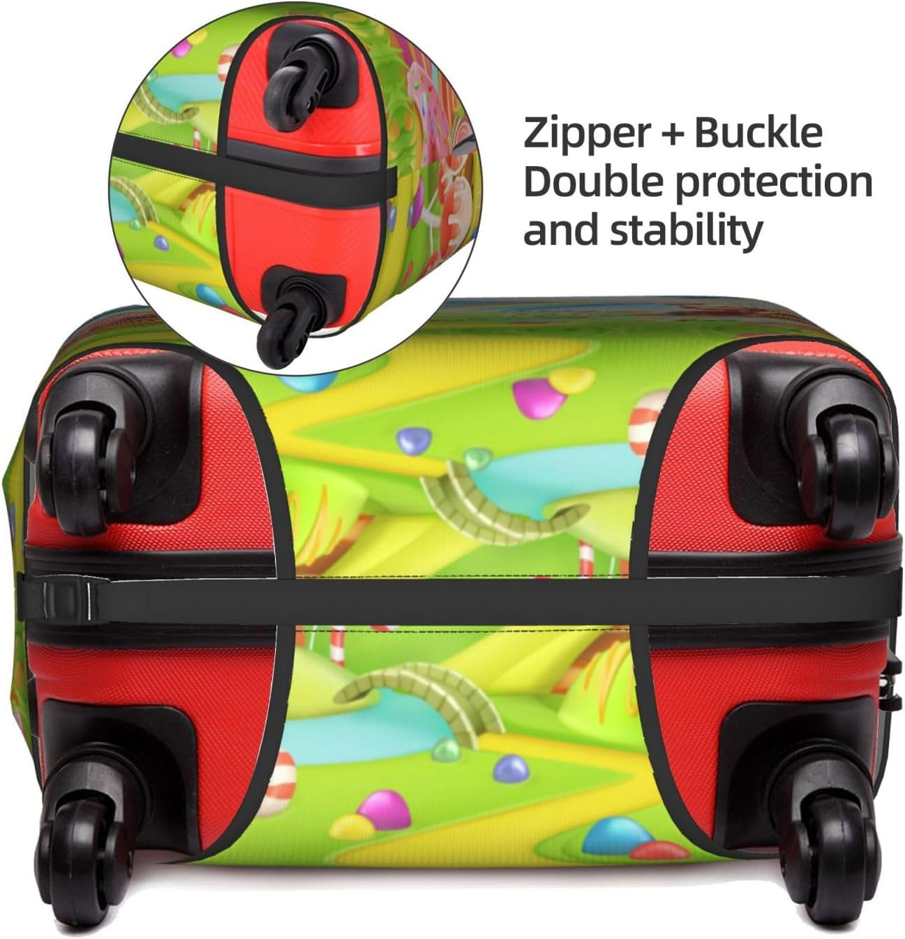 Obabo Grape Travel Luggage Cover,Washable Suitcase Cover Protector Anti-Scratch Suitcase Cover Fits 18-32 In, Candy Land, X-Large image number 5