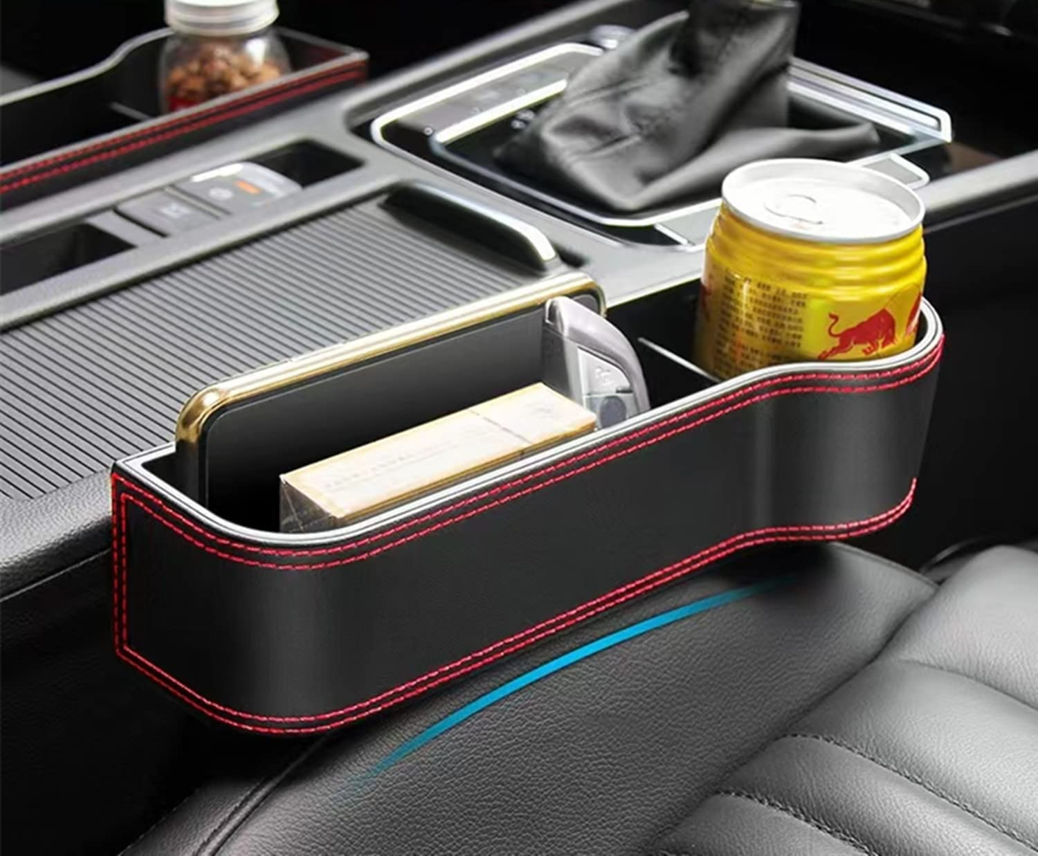 2PCS Car Seat Gap Filler Organizer, Multifunctional Car Seat Organizer, Auto Console Side Storage Box with Cup Holders, Car Organizer Front Seat for Phone, Keys, Sunglasses image number 4