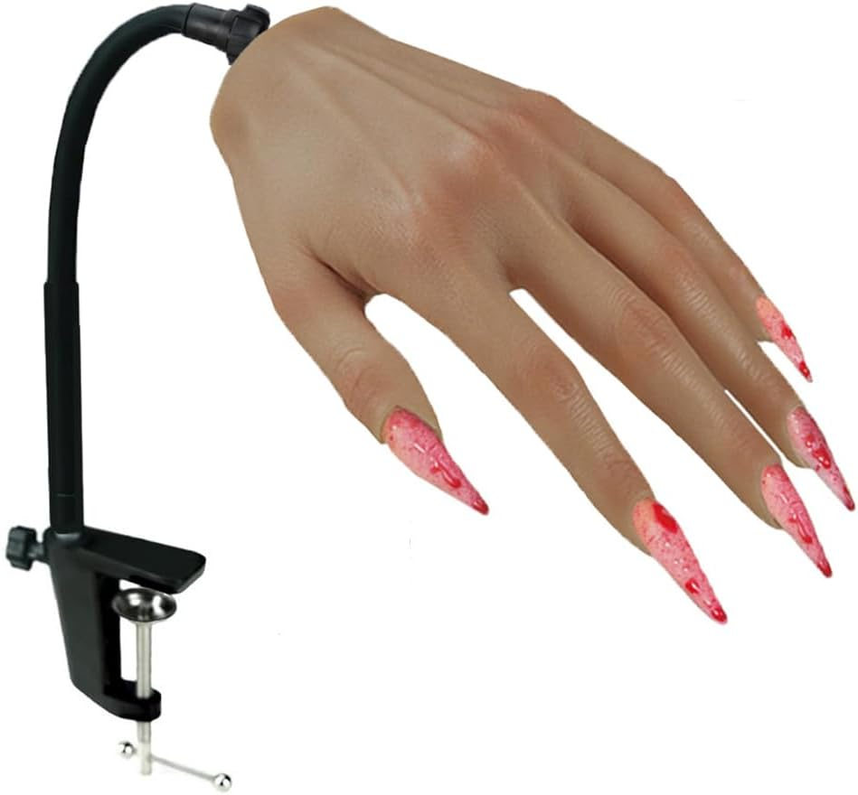 Silicone Practice Hands for Acrylic Nails with Stand Bracket Nail Practice Hand Flexible Bendable Mannequin Hands for Nails Art Training Tool (Right Hand) image number 4