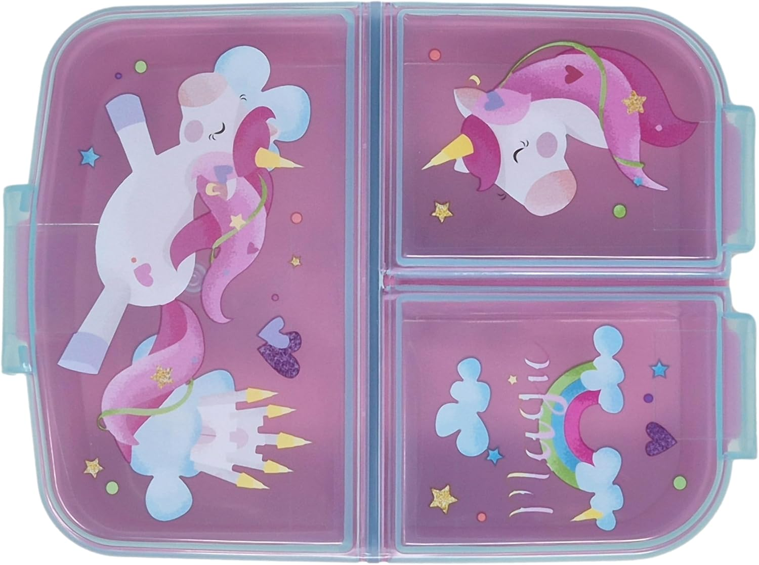 Theonoi Children'S Lunchbox, Sandwich Box with Compartments and Dividers, Nursery Lunchbox Made of Bpa-Free Plastic - Unicorn A1