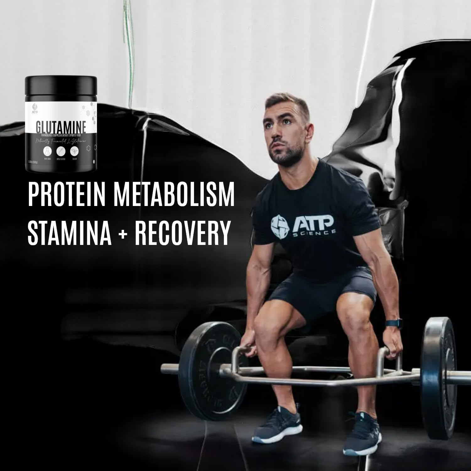 ATP Science L-Glutamine Pure Powder, Support Muscle Recovery and Immune System, Vegan, Gluten-Free, Gmo-Free, Sugar-Free, 500G