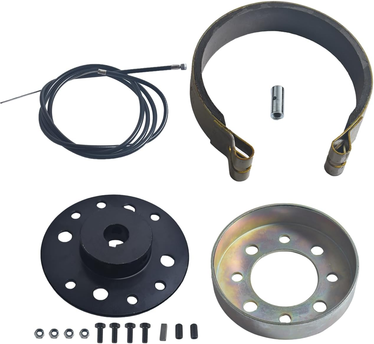 Rear 4" Drum Brake Band Pin with 65" Cable for Go Kart 5/8" Bore & 3/16" Keyway Black for Mini Bike 212Cc 196Cc 6.5Hp Dune Buggies Drift Trike Heavy Duty Go Kart Cart with Hardware Kit image number 5