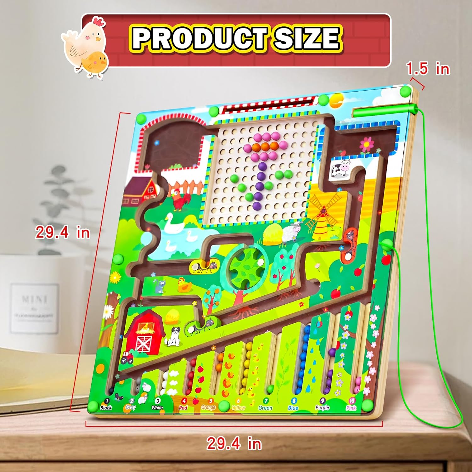 Magnetic Color and Number Maze, Color and Number Puzzles Toys Puzzles for Kids Learning Toys, Montessori Toys Preschool Learning Activities, Magnetic Beads for Kids image number 3