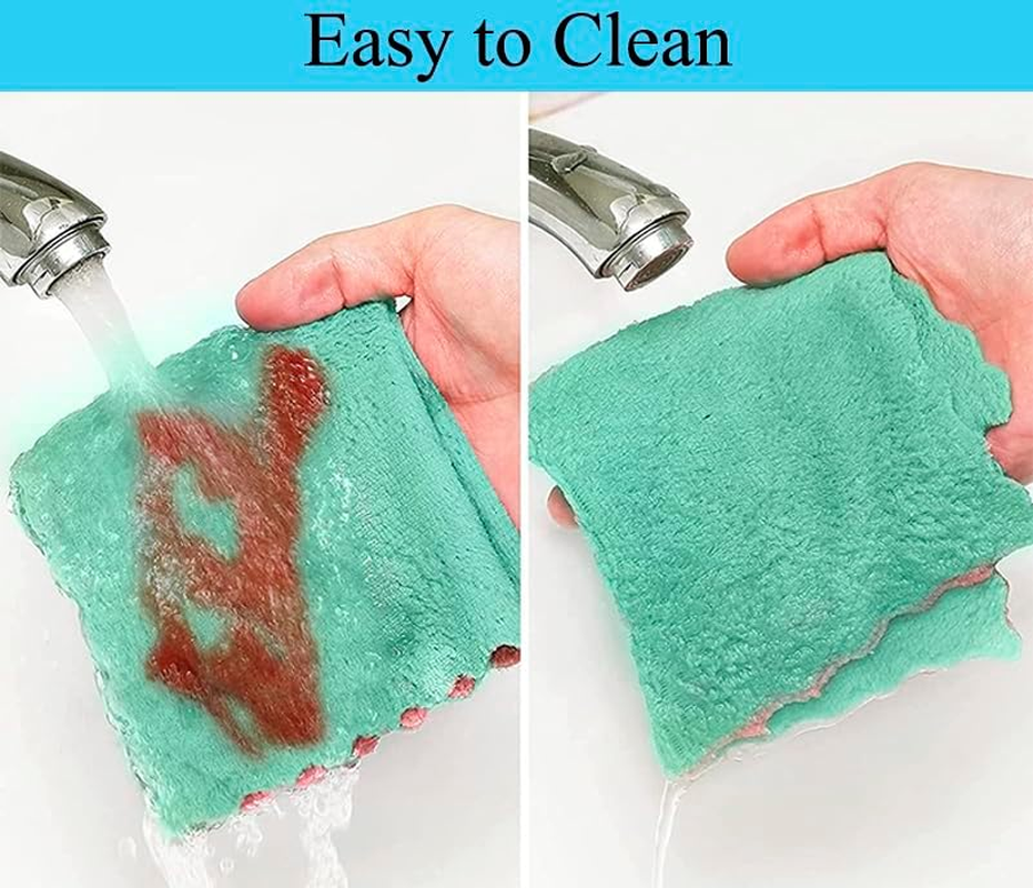 12PCS Kitchen Cloth Dish Towels, Premium Dishcloths, Super Absorbent Dishtowels, Nonstick Oil Washable Fast Drying (Grey-Green) image number 2