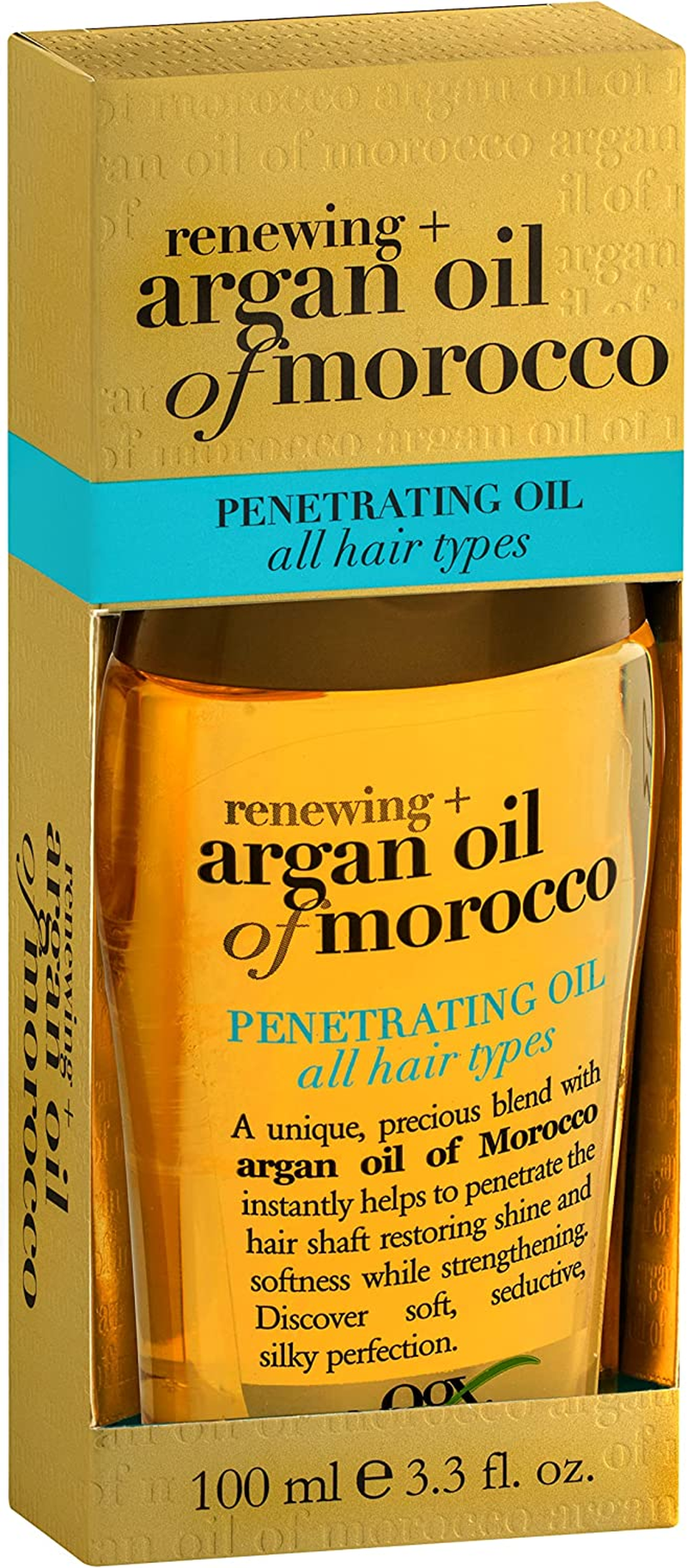 Ogx Renewing + Hydrating & Shine Argan Oil of Morocco Penetrating Hair Oil for Dry & Heat Styled Hair 100Ml|Moisturize,Revive & Create Softness &Strength (Pack of 2)