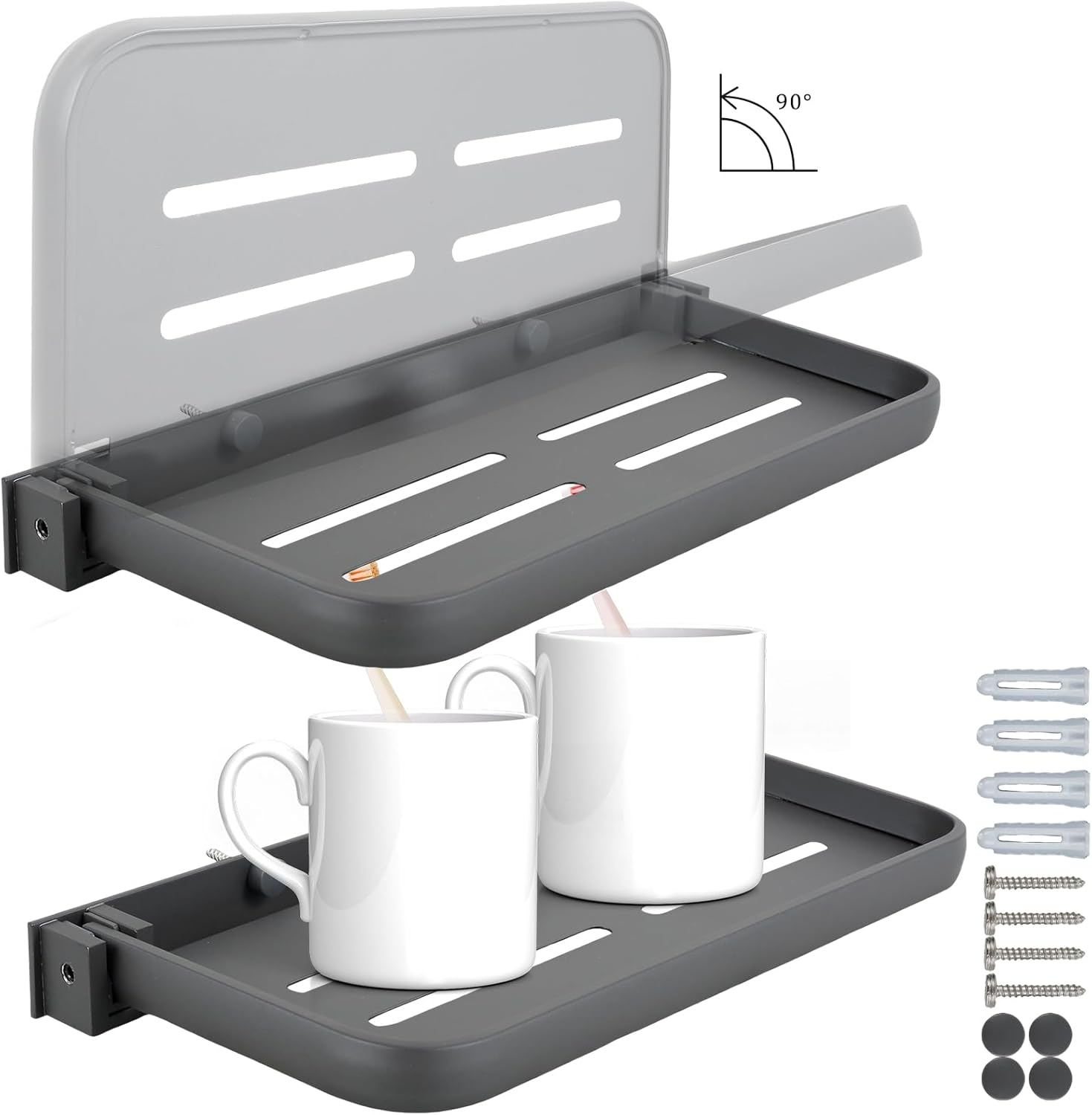 Podhey 2Pcs Aluminum Foldable RV Shelf, Wall-Mounted Folding Shelf, Compact Space-Saving Accessories for inside Camper, Caravans, Bathroom image number 6