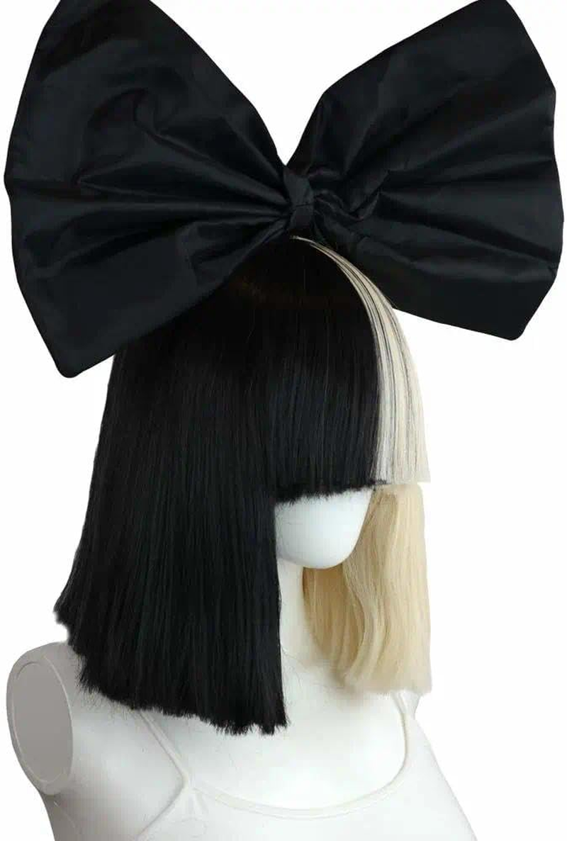 CRFY SIA Style Costume Wig Hair Accessory Black Bow Headband for Women Girl Cosplay image number 1