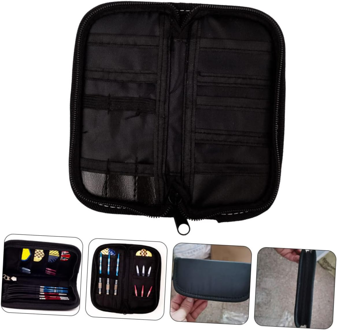Alasum Oxford Cloth Darts Bag with Smooth Zipper Portable Darts Storage Pouch for Outdoor Use Black Unisex Travel Case