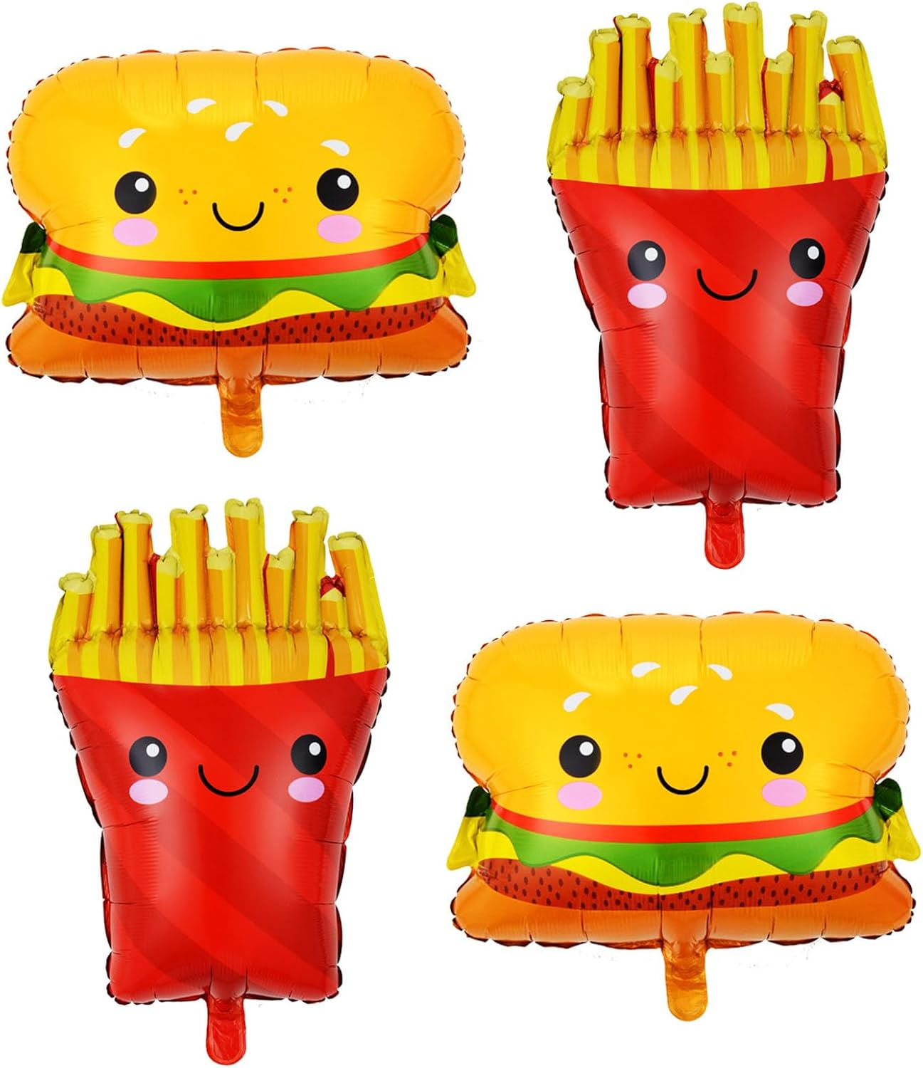 4Pcs French Fries Balloons Hamburg Balloons Food Birthday Foil Balloons for Birthday Fast Food Snacks Themed Party Decorations Supplies image number 2