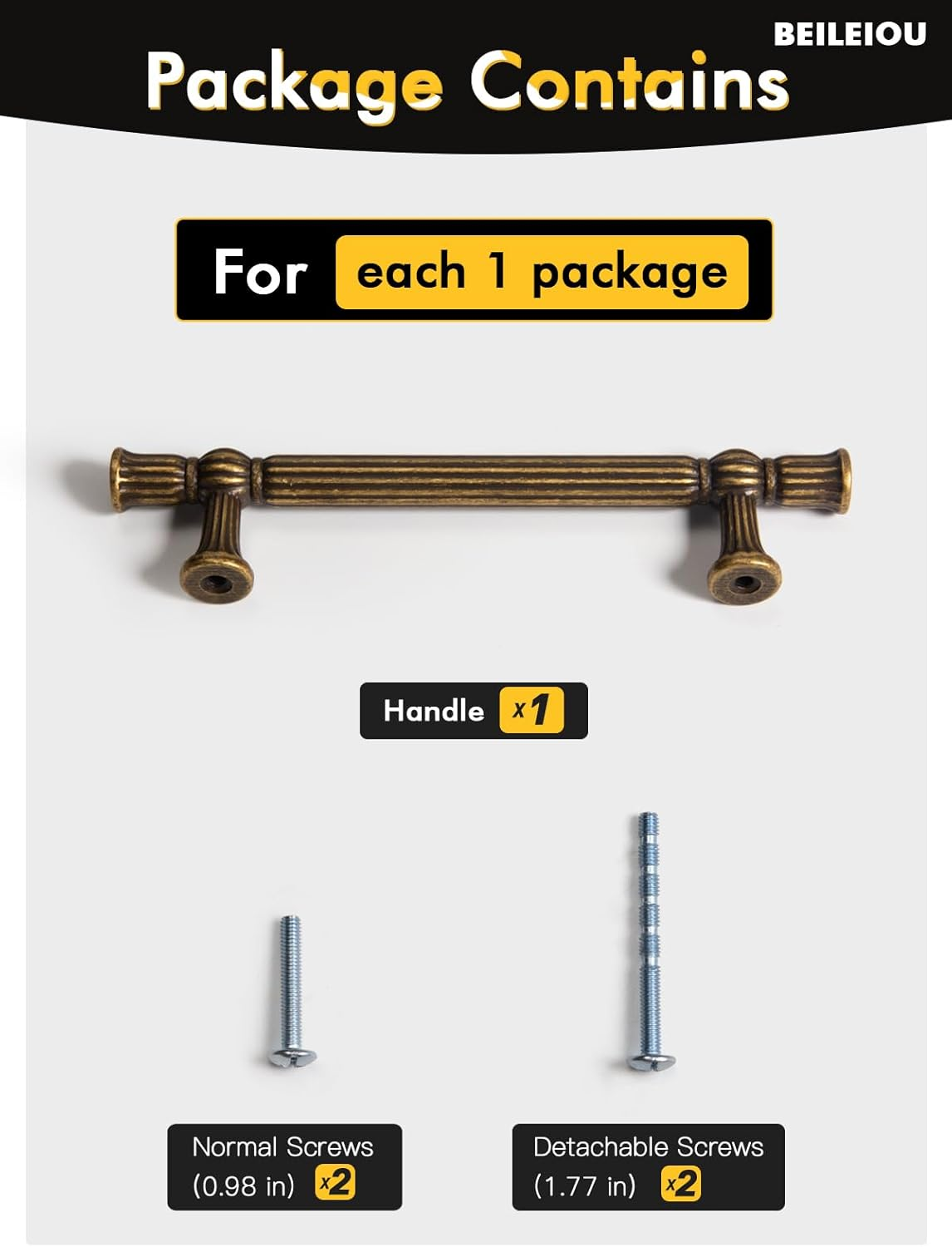 Antique Brass Cabinet Pulls - 3-3/4 Inch(96Mm) Hole Center Classic Vintage Drawer Handles Zinc Alloy,Kitchen Cupboard Bathroom Dresser Cabinet Hardware (2, Antique Brass, 3-3/4"(96Mm) Hole Centers) image number 4