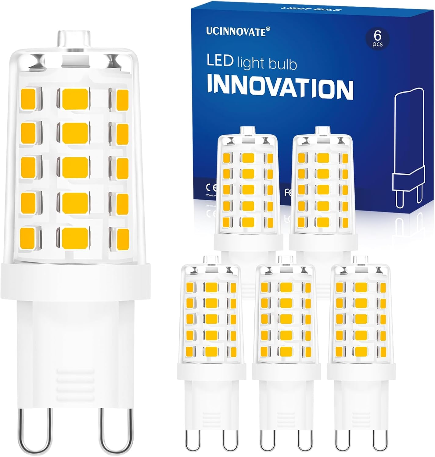 UCINNOVATE 10 X G9 LED Light Bulbs, Warm White 3000K, 3W Equivalent to 35W G9 Halogen Bulbs, Non-Dimmable 230V for Living Room Bedroom Ceiling Light Home Indoor Decoration image number 1