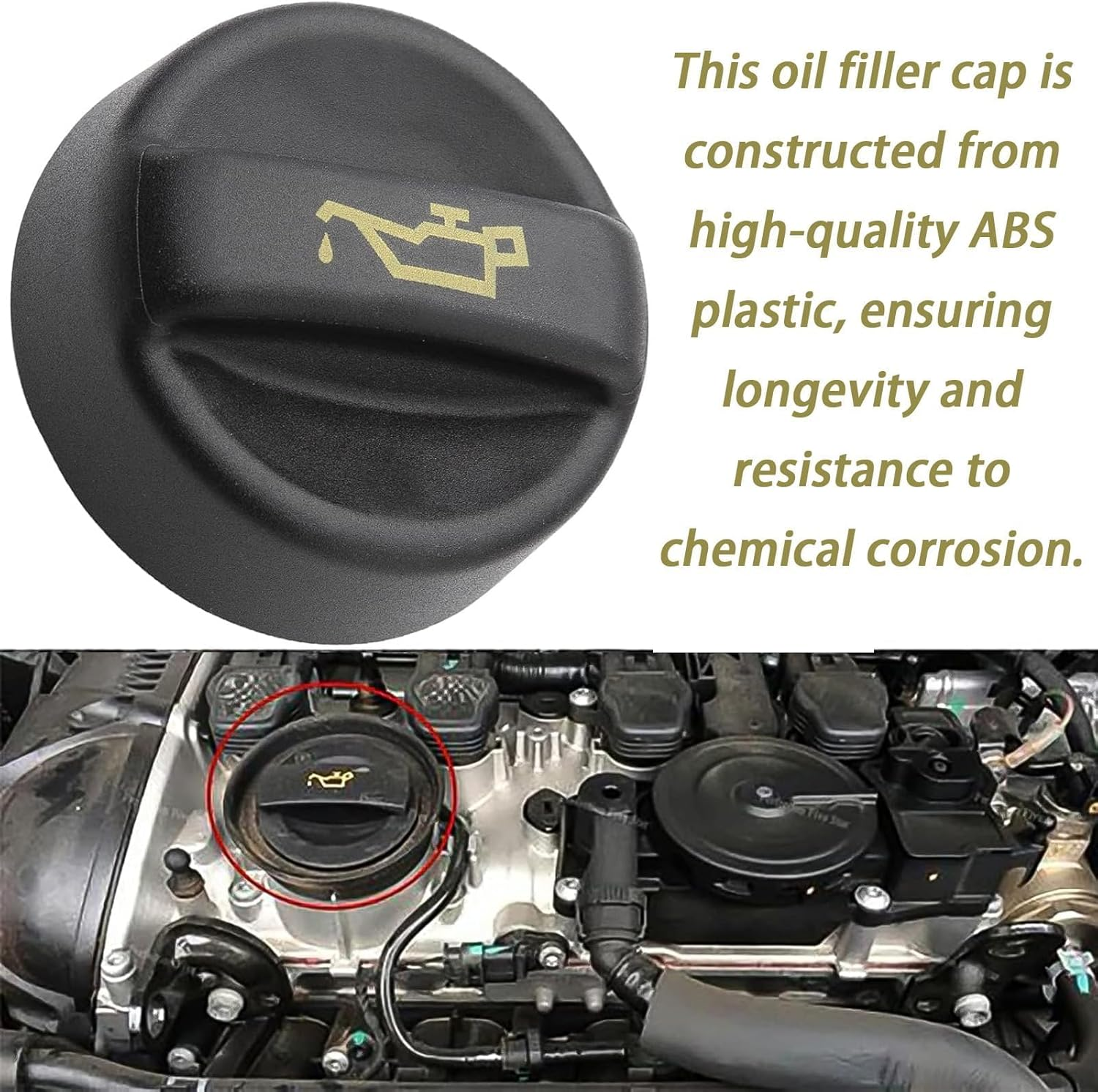 HARY Oil Filler Cap Replacement for Peugeot 208, Engine Oil Filler Cap Seal, Compatible with 1007 107 206 207 307 308, Durable Engine Oil Filler 9670015080 9675477380 image number 6