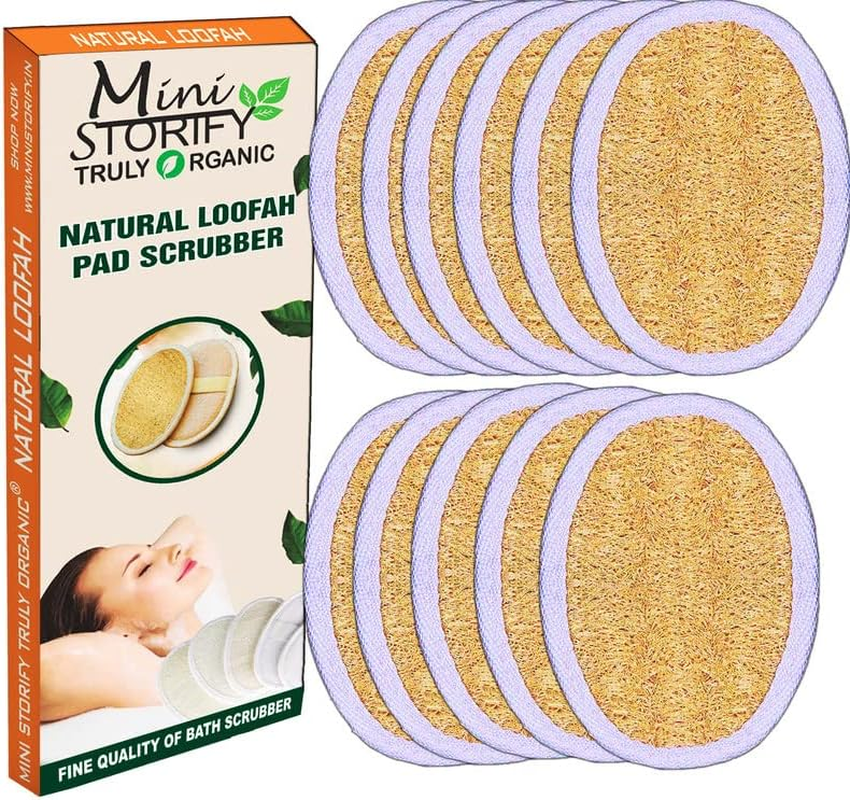 Mini Storify &ndash; Natural Oval Loofah Body Scrubber - Pack of 11 &ndash; Organic Loufah/Loofa Sponge Pads for Body Scrubbing & Bathing &ndash; Eco Friendly Exfoliator Luffa for Men & Women image number 6