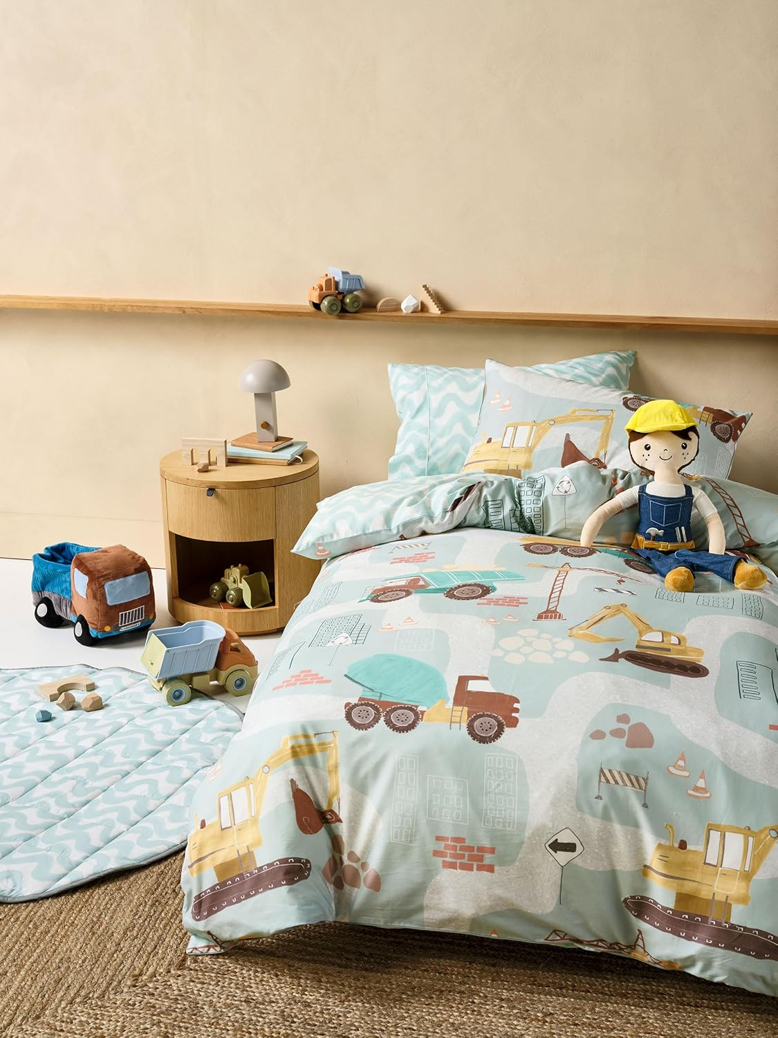 Linen House Kids Dylan Dump Truck Novelty Cushion Plush Toy, 19 Cm Depth X 36 Cm Width X 24 Cm Height image number 1