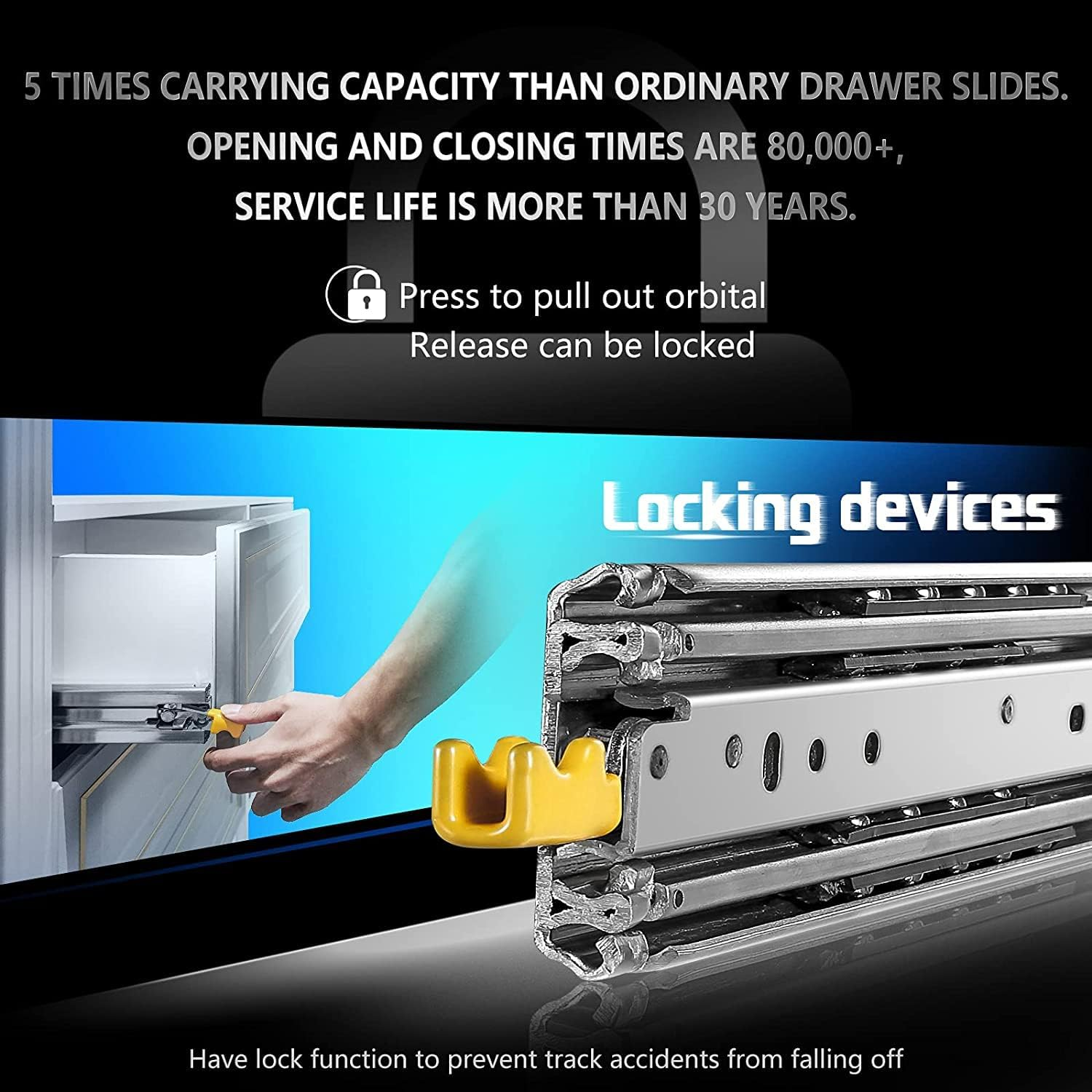 TRUSLIDE&reg; Locking Drawer Slides 227KG Heavy Duty Draw Slide (1100Mm (2200Mm Extended)) image number 5