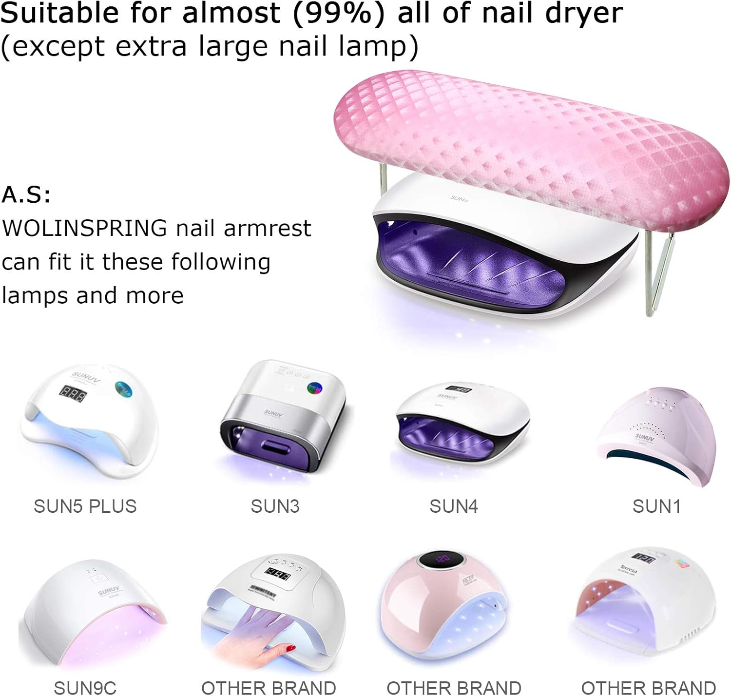 Nail Arm Rest, Hand Rest for Nail Microfiber Soft Leather Manicure Nail Rest with Non-Slip, WOLINSPRING Professional Hand Pillow Cushion Table Desk Station for Nail Techs Use (Pink) image number 2