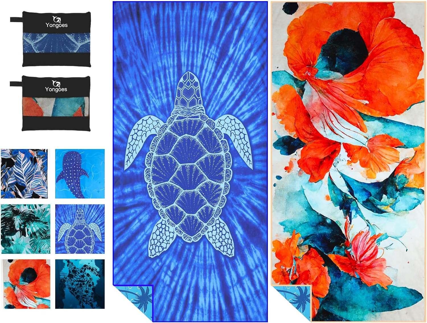 2 Pack Microfiber Lightweight Thin Beach Towel Sand Free Quick Dry Super Absorbent Compact Oversized Large Towels for Swimming Pool Yoga Gym Travel Vacation Beach Accessories Essentials for Adults