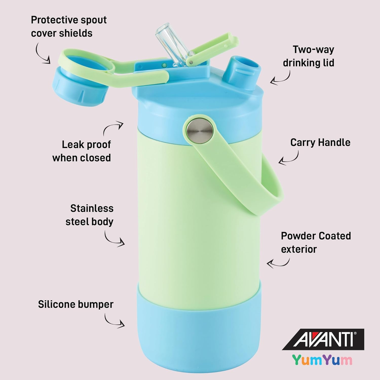 Avanti Yumyum Water Bottle - Green/Bue image number 6