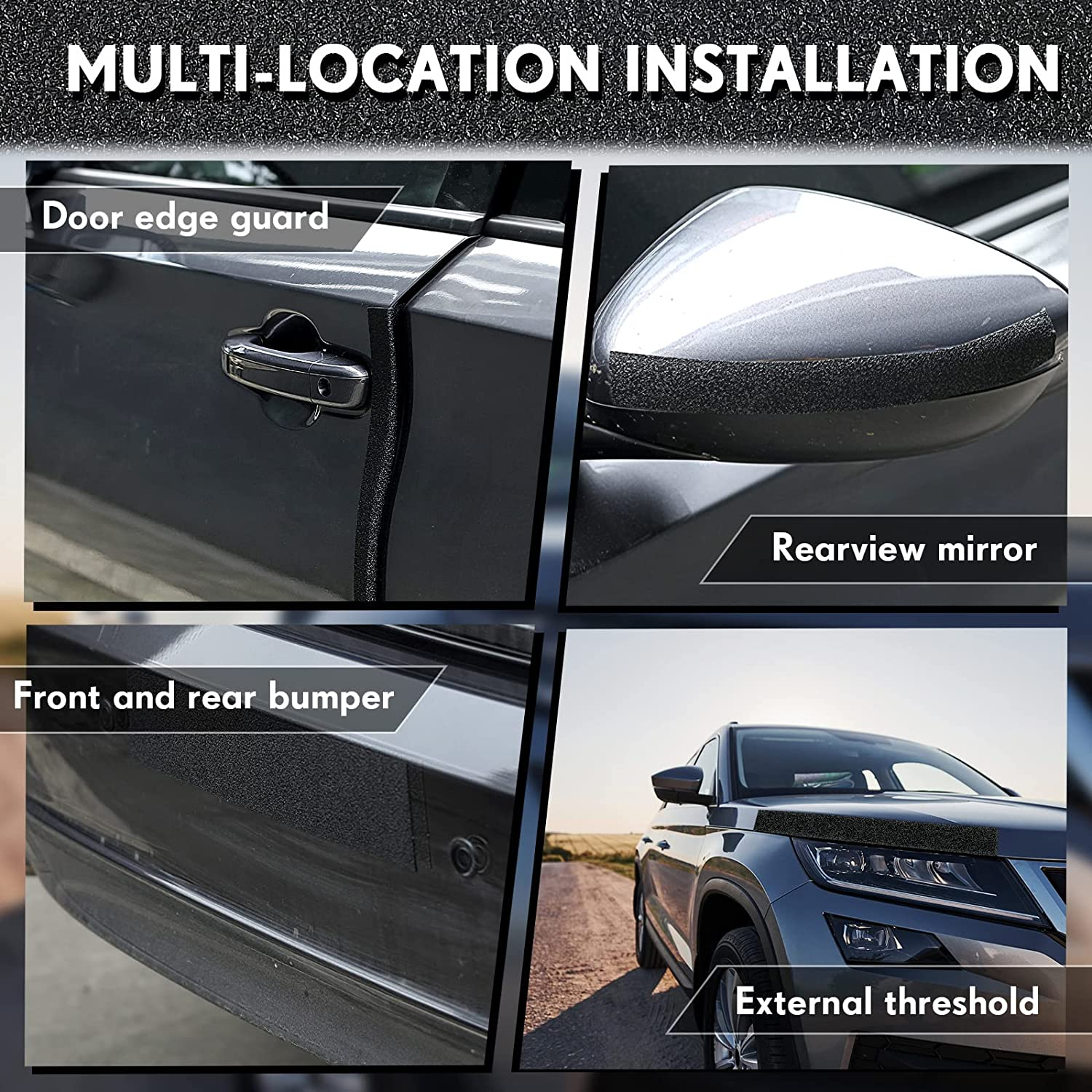 Frienda Car Door Edge Guards Door Sill Protector Automotive Entry Guard anti Collision Scuff Sill Trim Protection Strips for Most Cars Vehicles Accessories(2 Inch Wide, 16.4 Feet,Black)