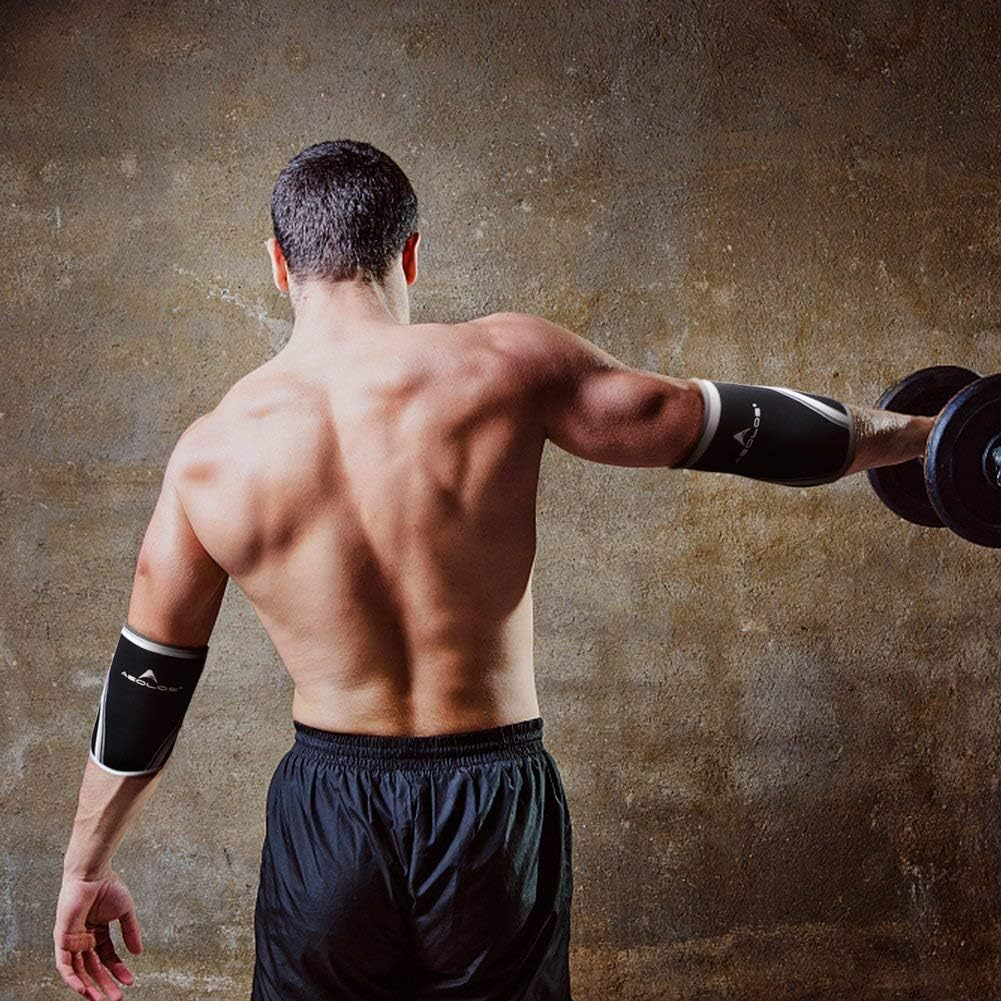 Compression Elbow Sleeves(Pair), 5Mm Neoprene,Perfect Support for Crossfit,Weightlifting,Powerlifting,Tennis, Golf & Basketball (Medium, Black) image number 4