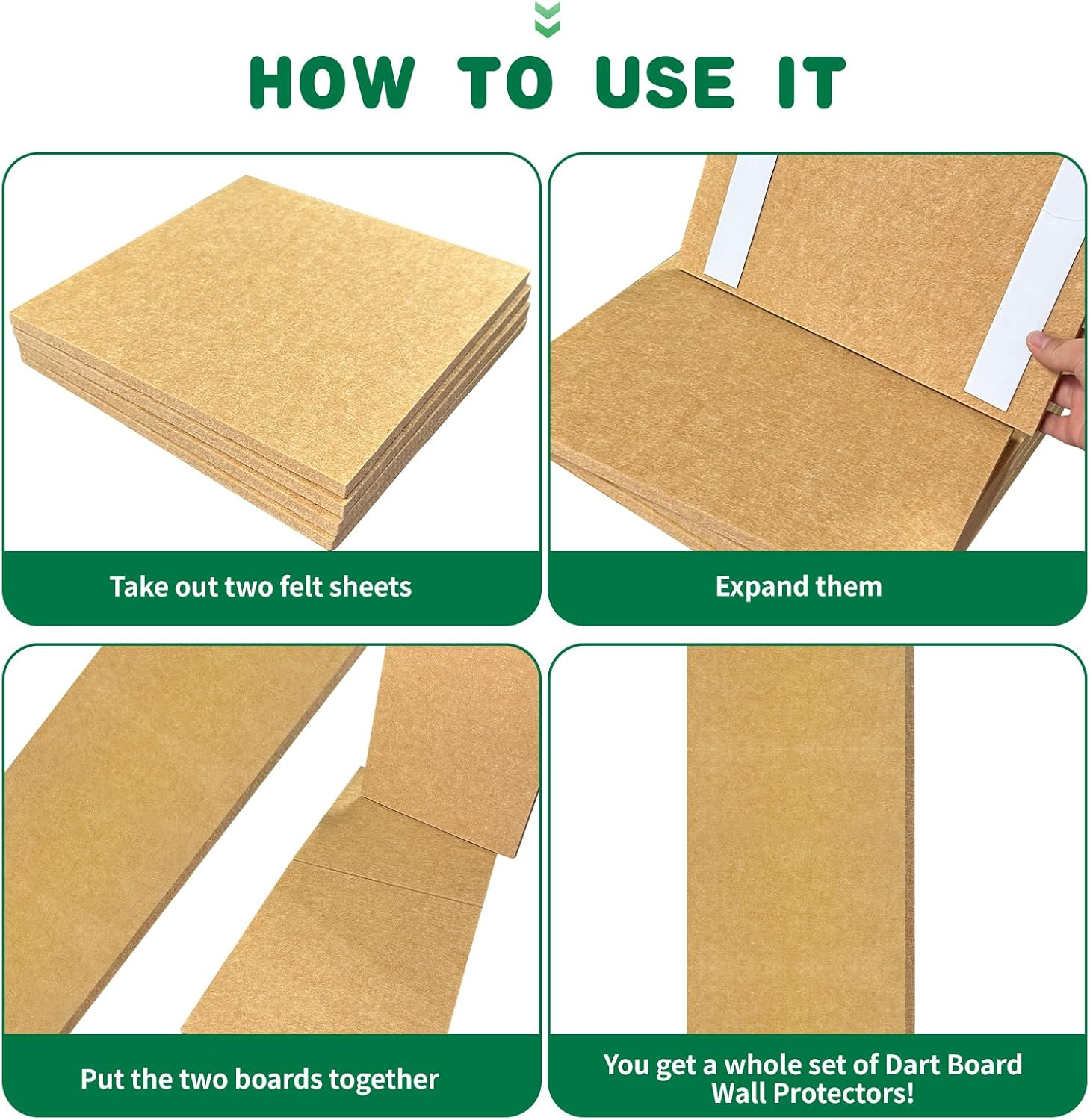 Dart Board Wall Protectors Dartboard Surround Cork Self-Adhesive Spliced Wall Surround Board Easy Assembly Dart Surround Cork Dart Board Wall Protector Tan image number 6