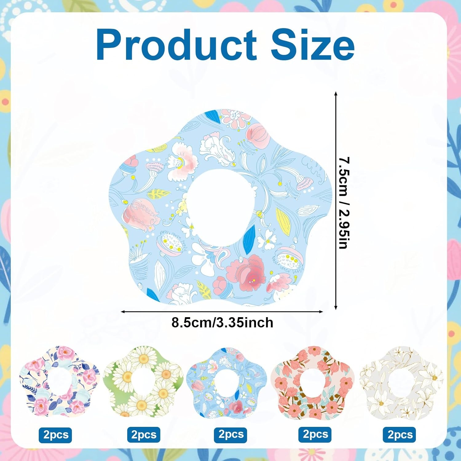 10Pcs Adhesive Patches for Dexcom G7, Waterproof Sensor Overpatch Covers, Breathable CGM over Patch with Hole, Flower Monitor Device Tape Sticker for Dexcom Accessories (5 Styles) image number 6