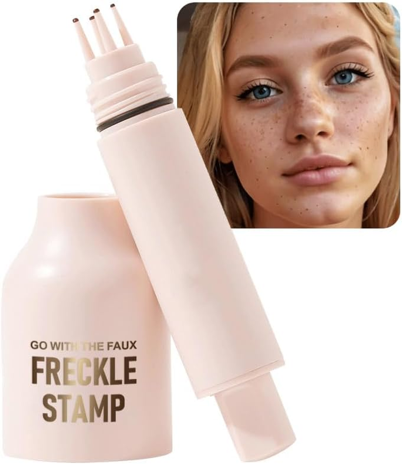 Upgrade Faux Freckle Stamp Pen &ndash; Waterproof Fake Freckles Makeup Tool, Natural-Looking Freckle Maker & Spray with Multi-Prong Precision Stamp Head, Long-Lasting Sunkissed Makeup (2# MEDIUM, All Skin)