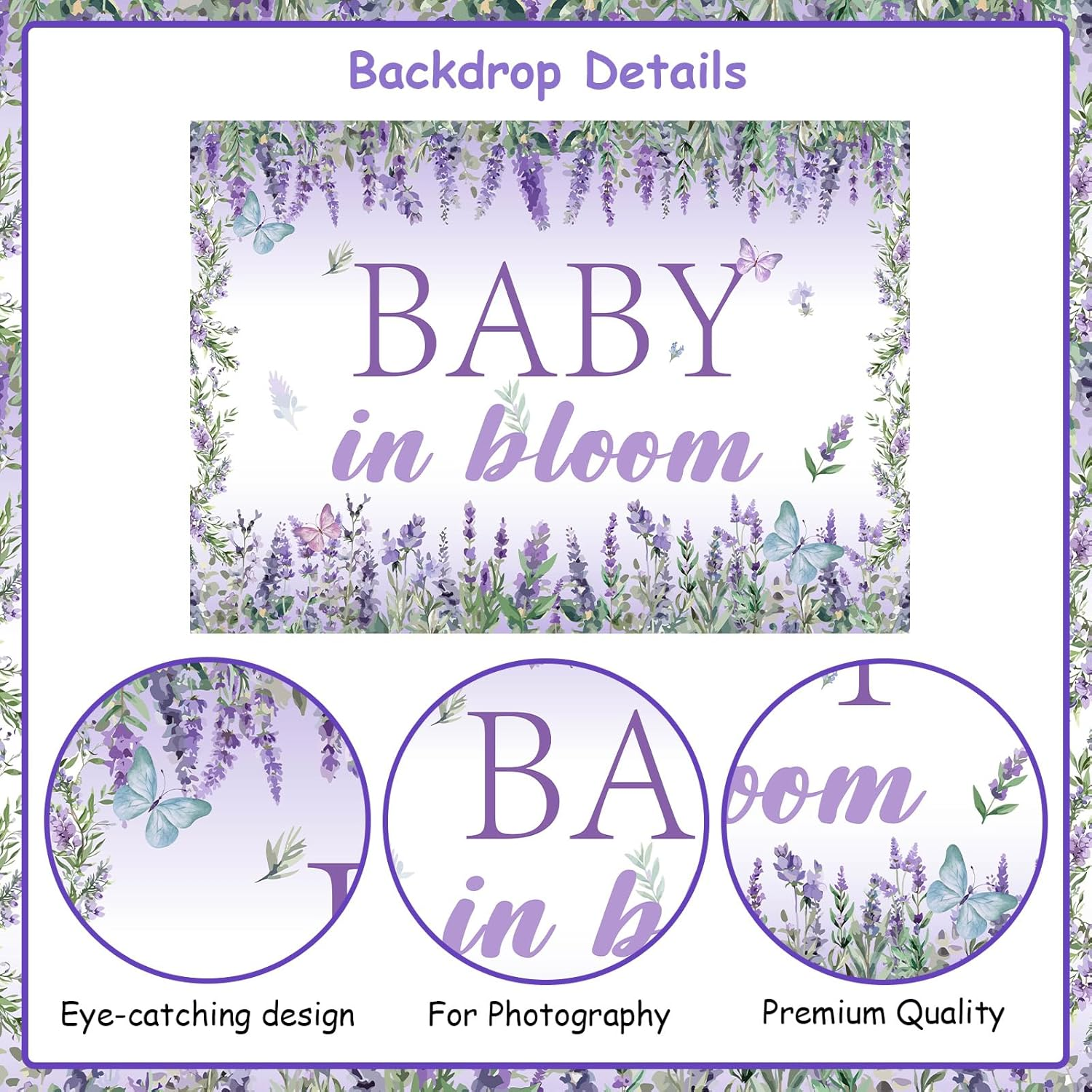 Wonmelody Baby in Bloom Baby Shower Decorations Lavender Baby Shower Backdrop 7 * 5Ft Lavender Baby Shower Decorations for Girl Purple Photo Backdrop for Violet Floral Baby Shower Party
