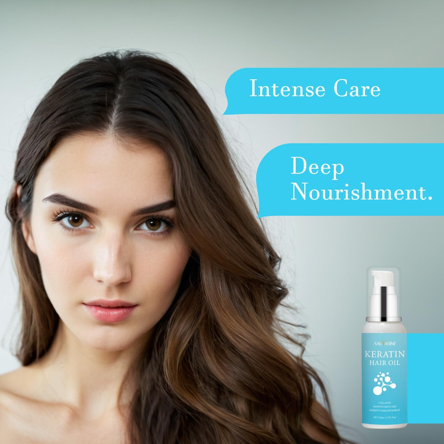 Keratin Hair Oil, Anti-Frizz Treatment, Nourishing Smooth Hair Care with Collagen image number 2