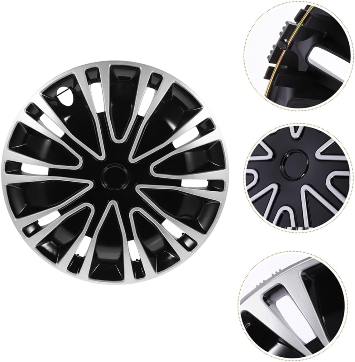 JECOMPRIS 12 Inch Car Hubcaps 2Pcs Silver Black Decorative Wheel Hub Covers Universal Fit Vehicle Rim Caps for Automotive Tires and Wheels image number 1
