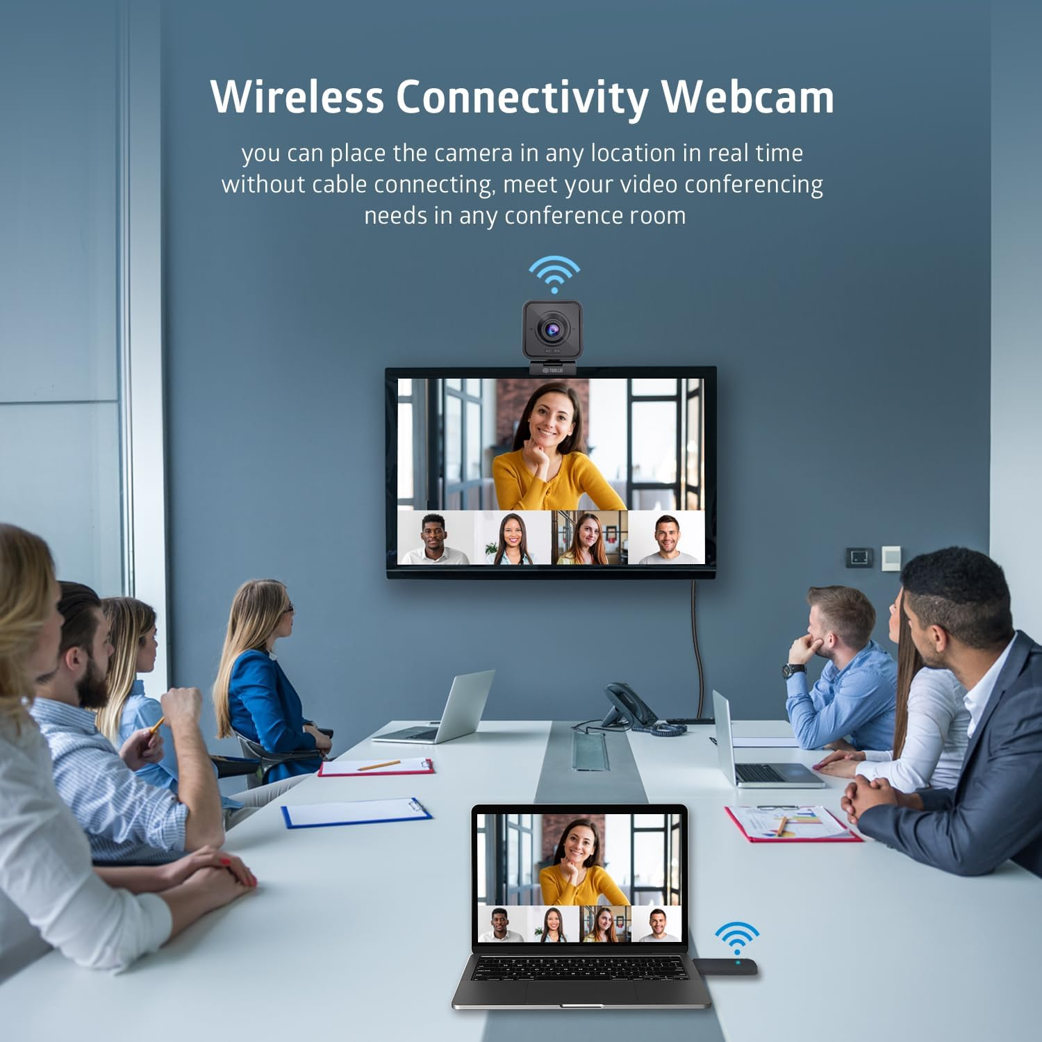 TOALLIN Wireless Webcam for PC, Built-In Noise-Canceling Microphone, 1080P HD Wireless Computer Camera for Video Conferencing, Live Streaming and Online Video Calls image number 3