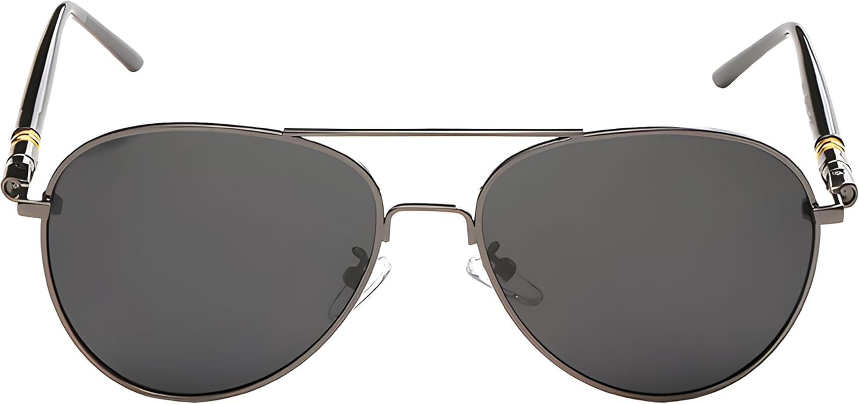 Classic Aviator Polarized Sunglasses for Men & Women, Unbreakable Metal Frame, for Driving/Travel/Daily Fashion Retro Style(Black Frame Black Lens)