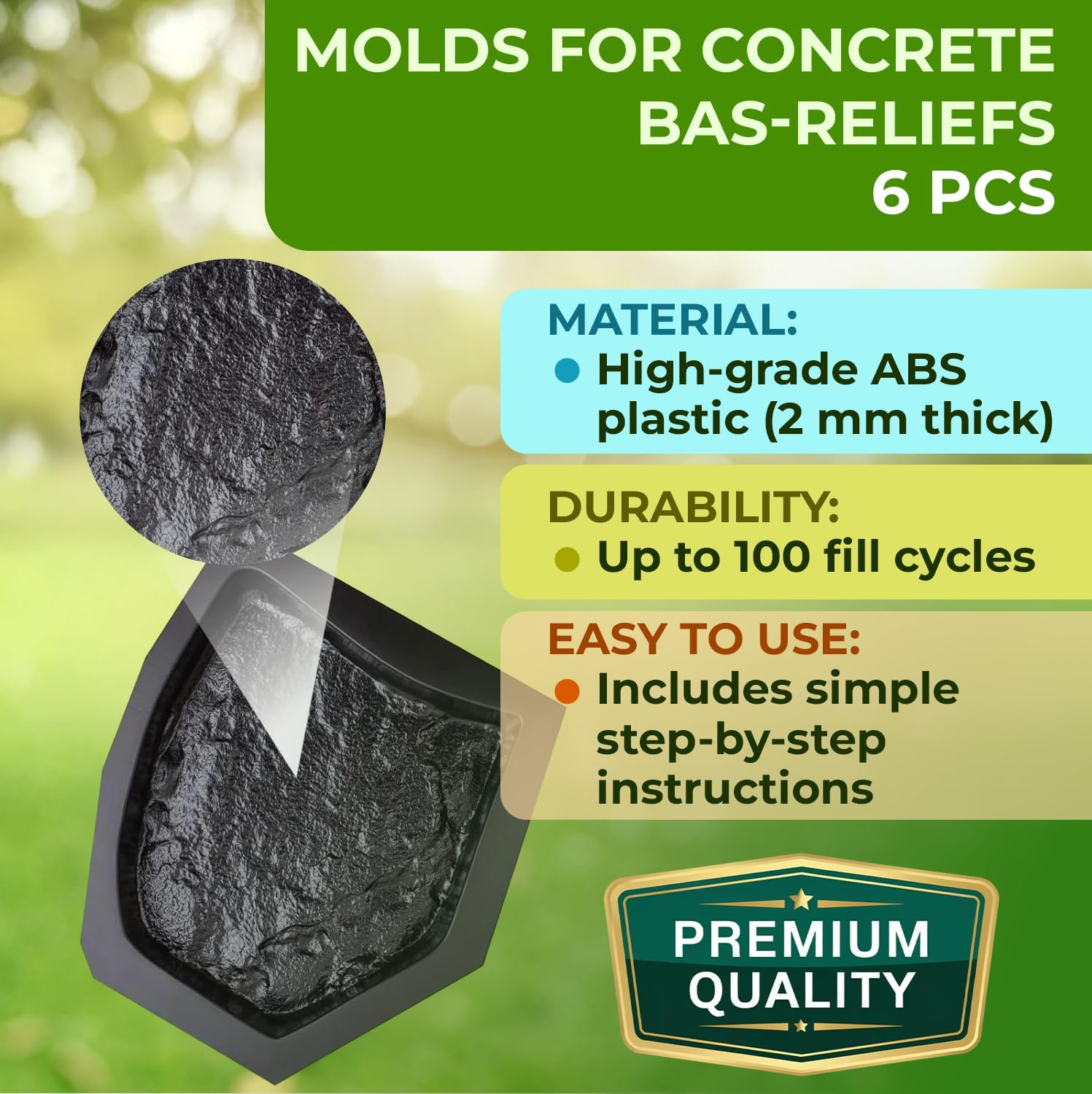 Betonex 6 Pcs Flagstone Molds ABS 2Mm Cement Mold - Reusable Paver for DIY Stepping Stone - Casting Pathmaker Garden Pathmate Pavement Precast Concrete Forms and Walkway image number 2