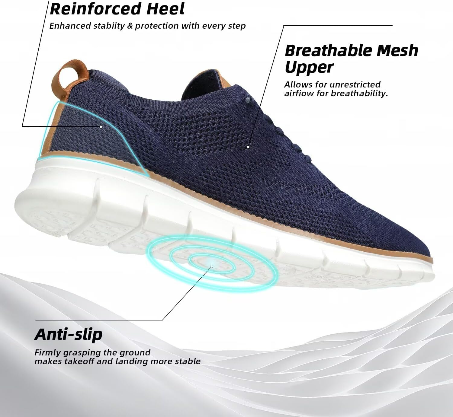 Men'S Oxfords Business Shoes Fashion Mesh Casual Dress Walking Sneakers Comfortable Lightweight Soft Sole image number 4