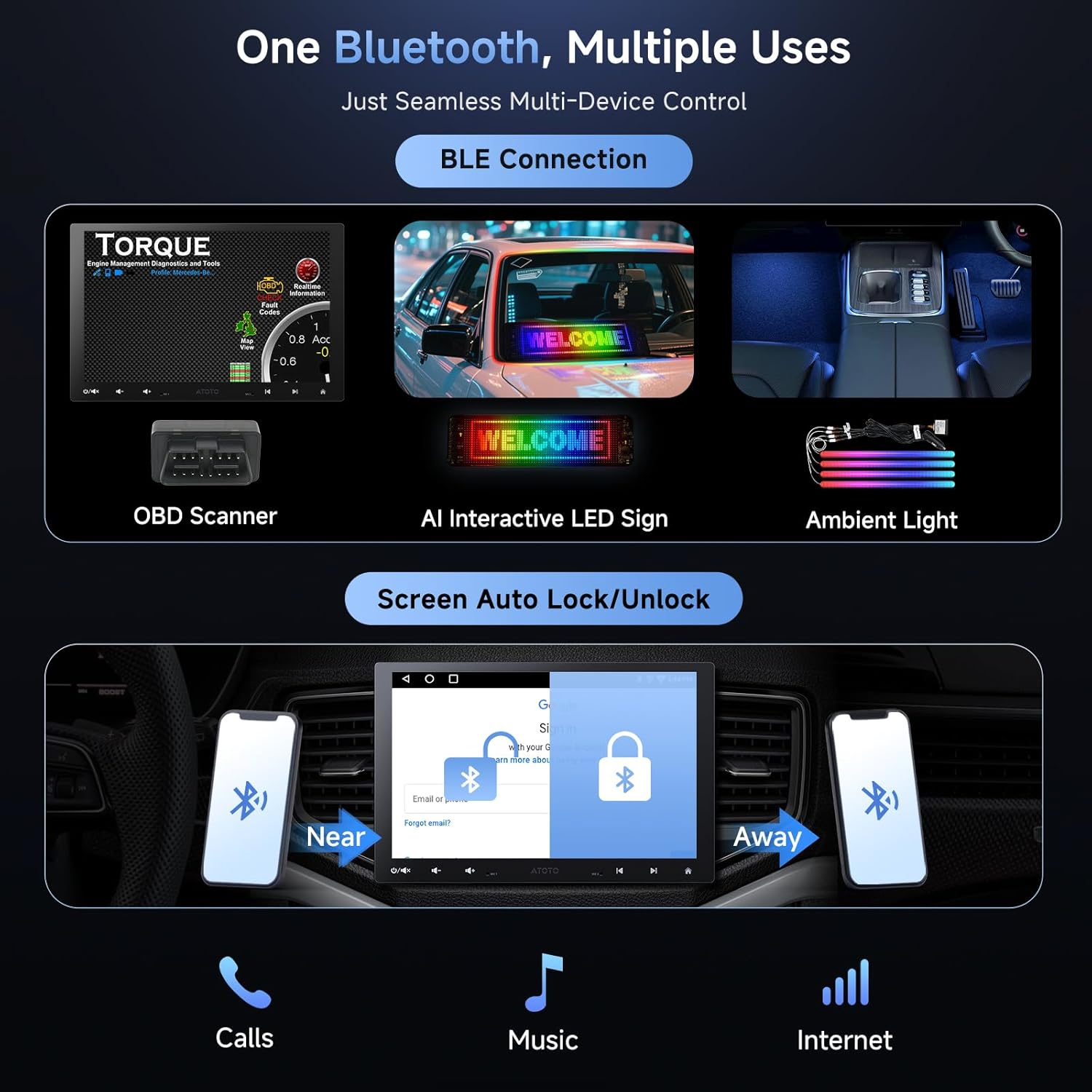 ATOTOZONE A5L 10Inch Android Double DIN & Single DIN Adaptive Car Stereo, Floating Display Screen, Wireless Carplay&Android Auto, Wifi/Usb/Bluetooth Tethering, Mirrorlink, DSP/FM/RDS, 2G+32G image number 5