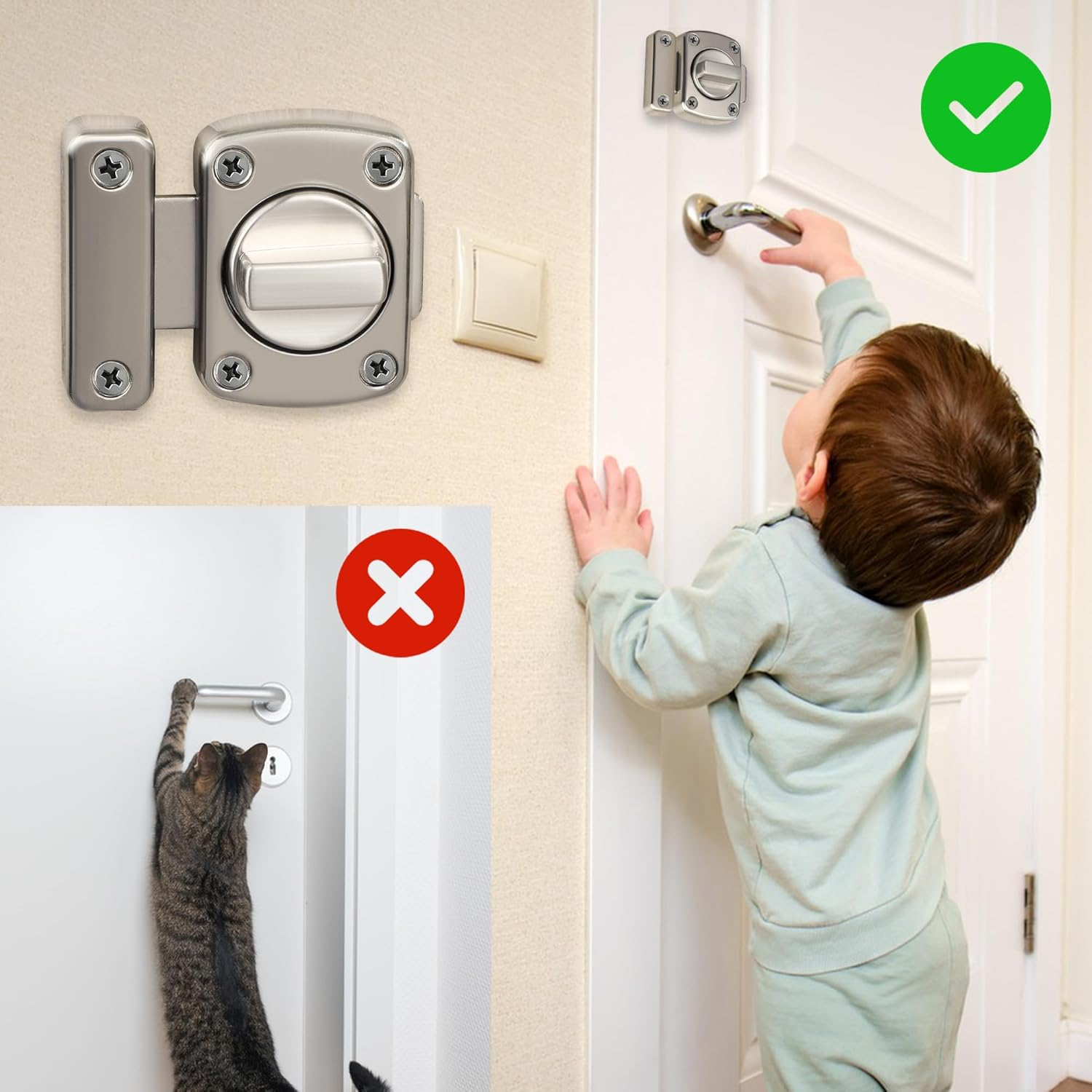 Alise Gate Latch Slide Bolt Latches Lock for Door,Double Sided Rotate Gate Latches for Barn,Shed,Fence, Garage,Front Door,Toilet Door, Pet Door,Brushed Finish - Oil Rubbed Bronze image number 4