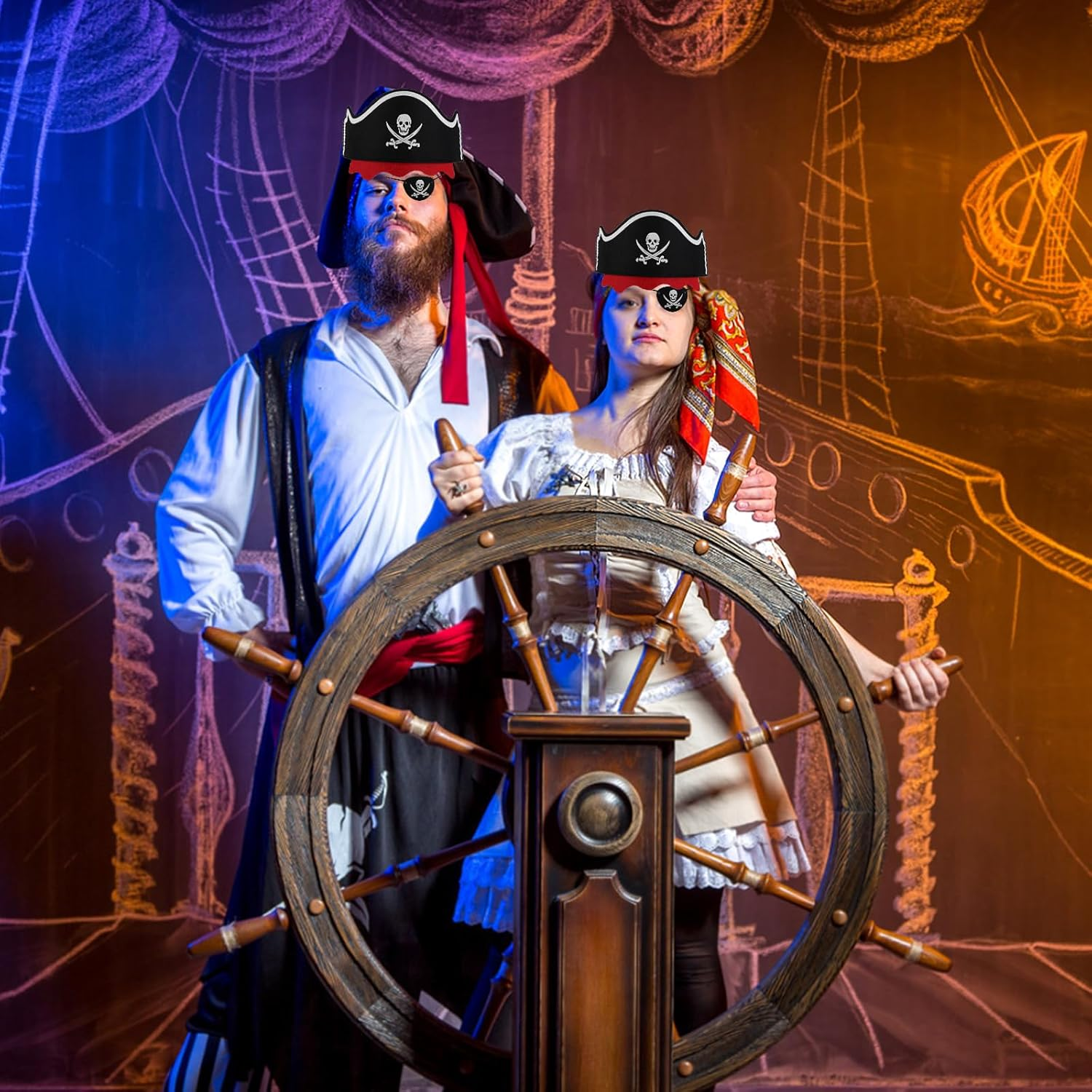 36Pcs Pirate Accessories, Pirates Cosplay Pirate Eye Mask Hat Knife Costume for Dressing Ball Cosplay Theatre image number 2