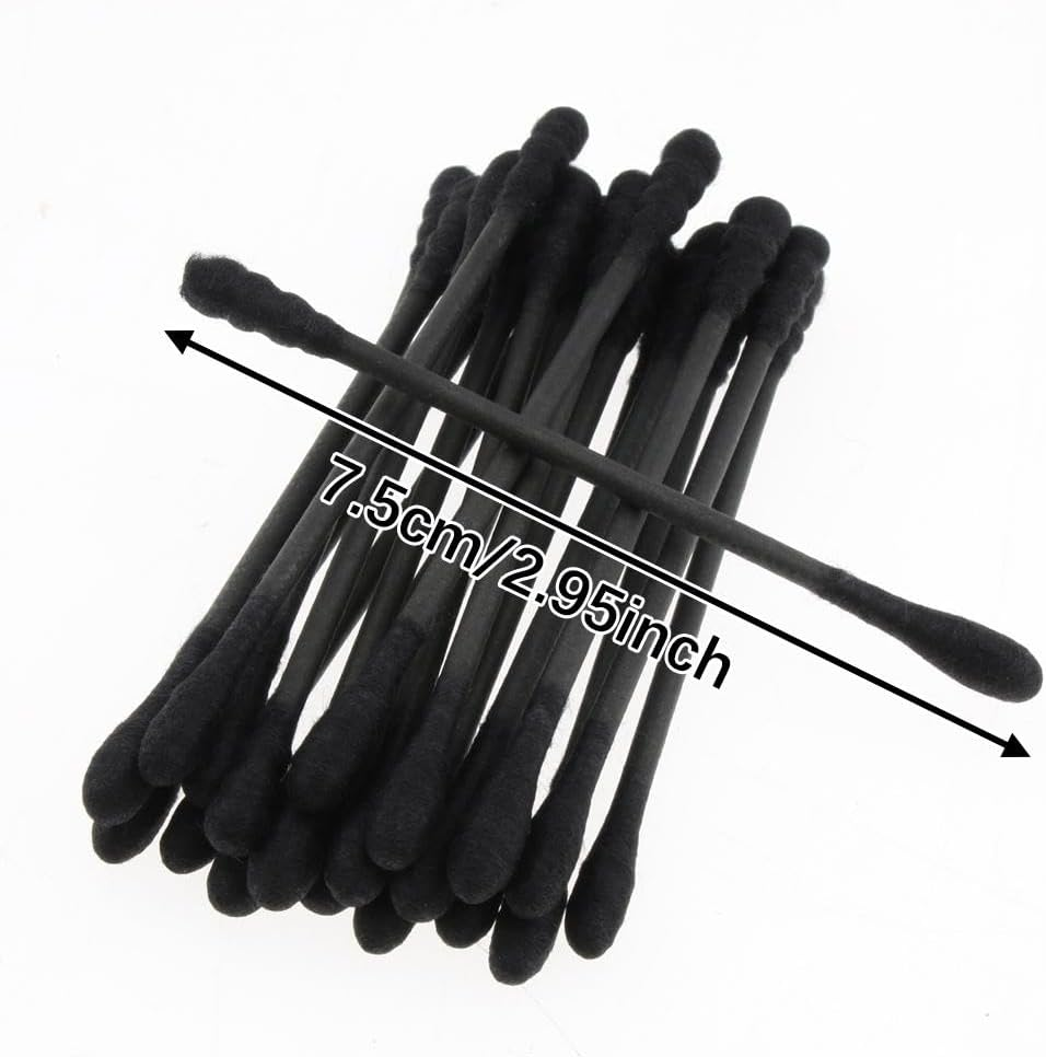 Koolsoo 200X Dual Head Cotton Buds Sticks Wooden Makeup, Black, as Described image number 4