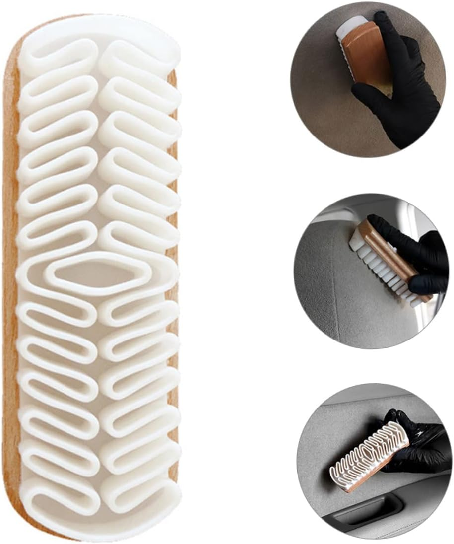 ULDIGI Car Seat Cleaning Brush Suede Leather Interior Small Brush White for Automotive Upholstery Stain Removal and Suede Shoe Care image number 4