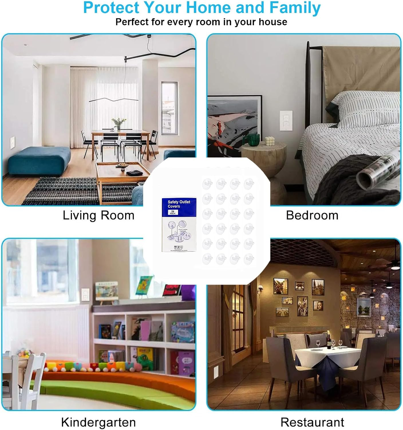 Baby Safety Clear Outlet Covers (24 Pack), Durable Plastic Plug Covers for Power Sockets, Child Proof Electrical Protector Safety Caps image number 2