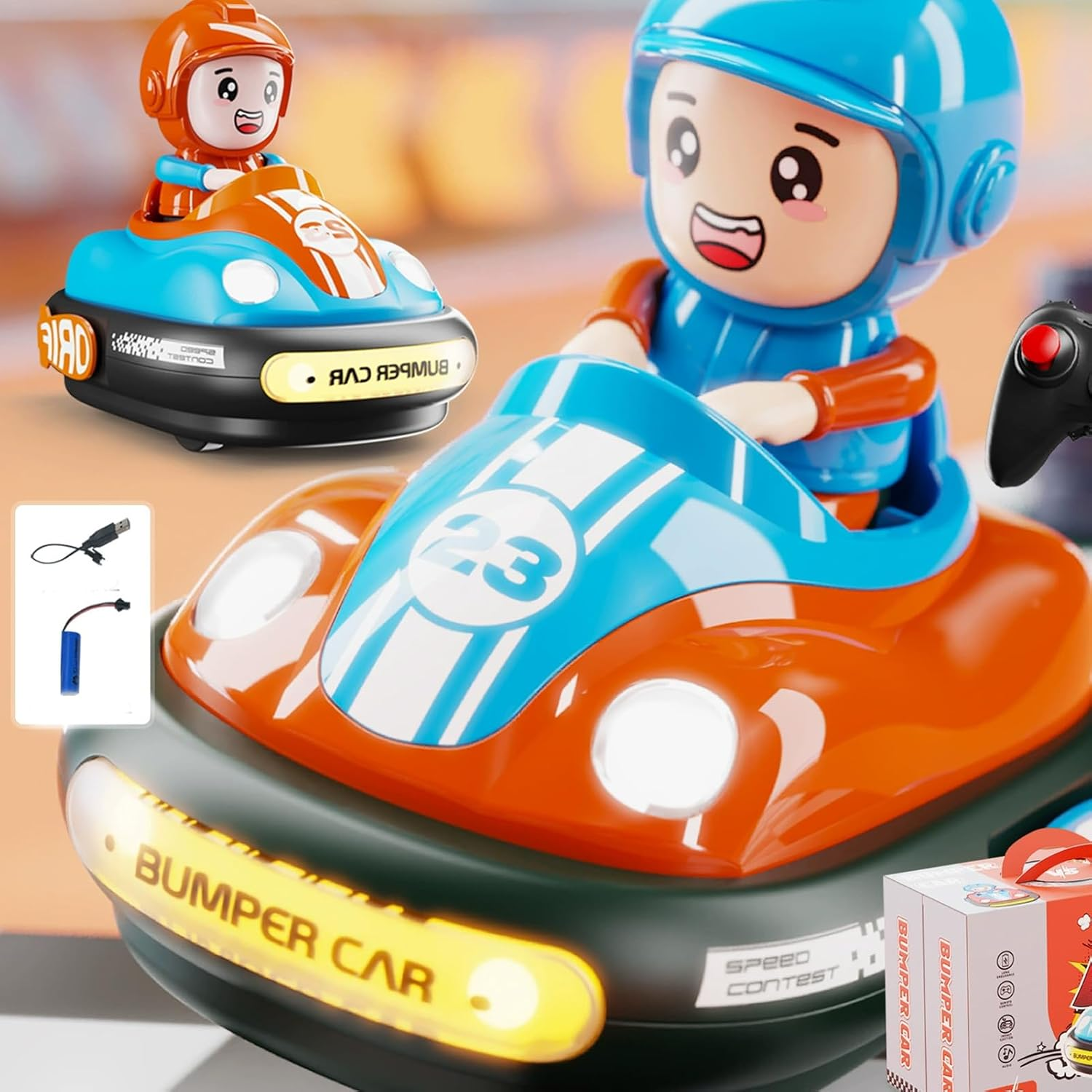 Remote Control Car Toy for Kids RC Bumper Car Toys with Light Music Sound RC Battle Race Cars Set of 2 Players Kids Cars Toddler for Boys and Girls image number 1