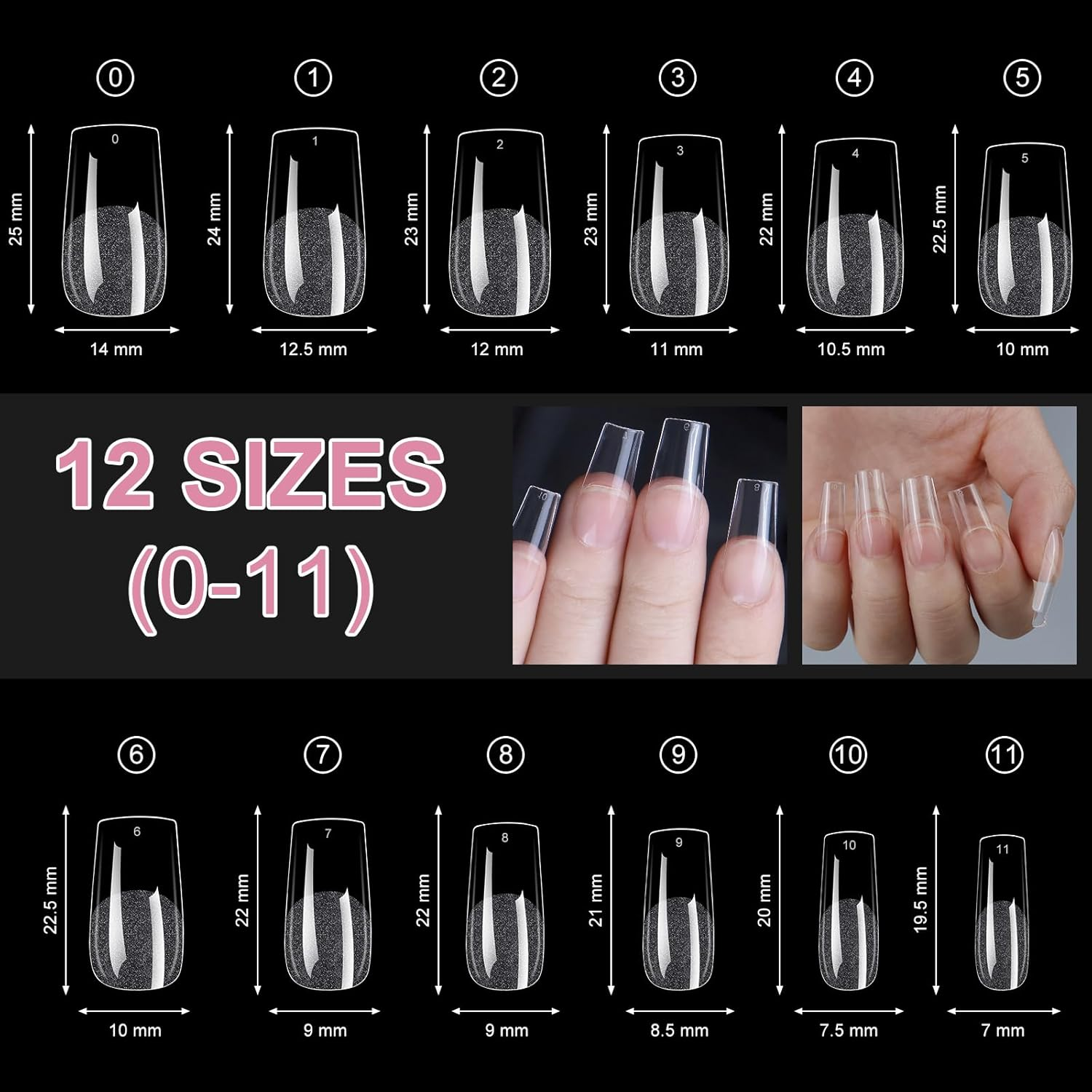 Medium Square Nail Tips - ZAHRVIA 552PCS Full Cover Nail Tips, Soak off Easy Extensions Acrylic Nails False Press on Nails for Art DIY Home (Medium Square) image number 5