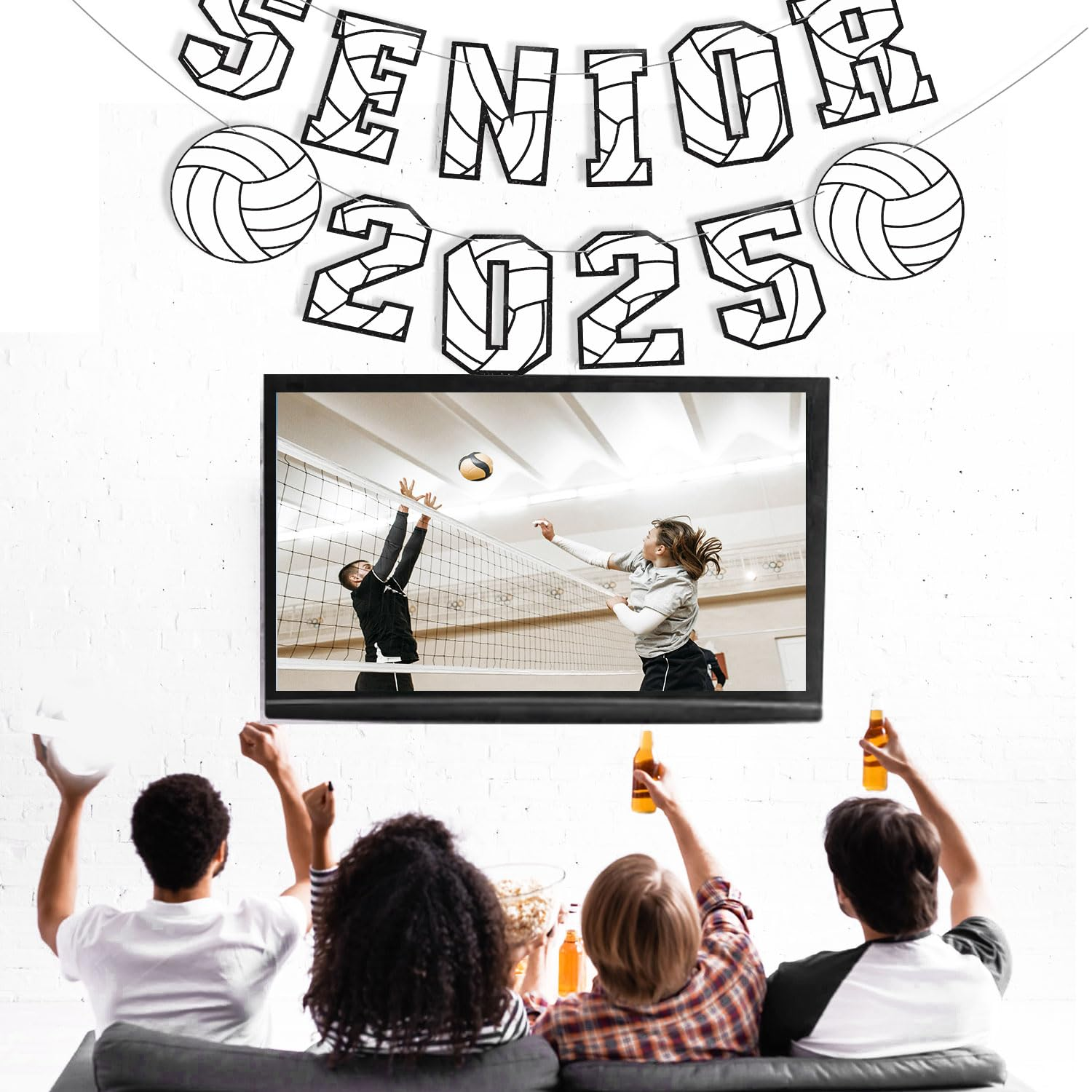 Senior 2025 Volleyball Banner, Volleyball Graduation Party Decoration Volleyball Senior Night Banner for High School College Graduation Sport Theme Party Supplies image number 4