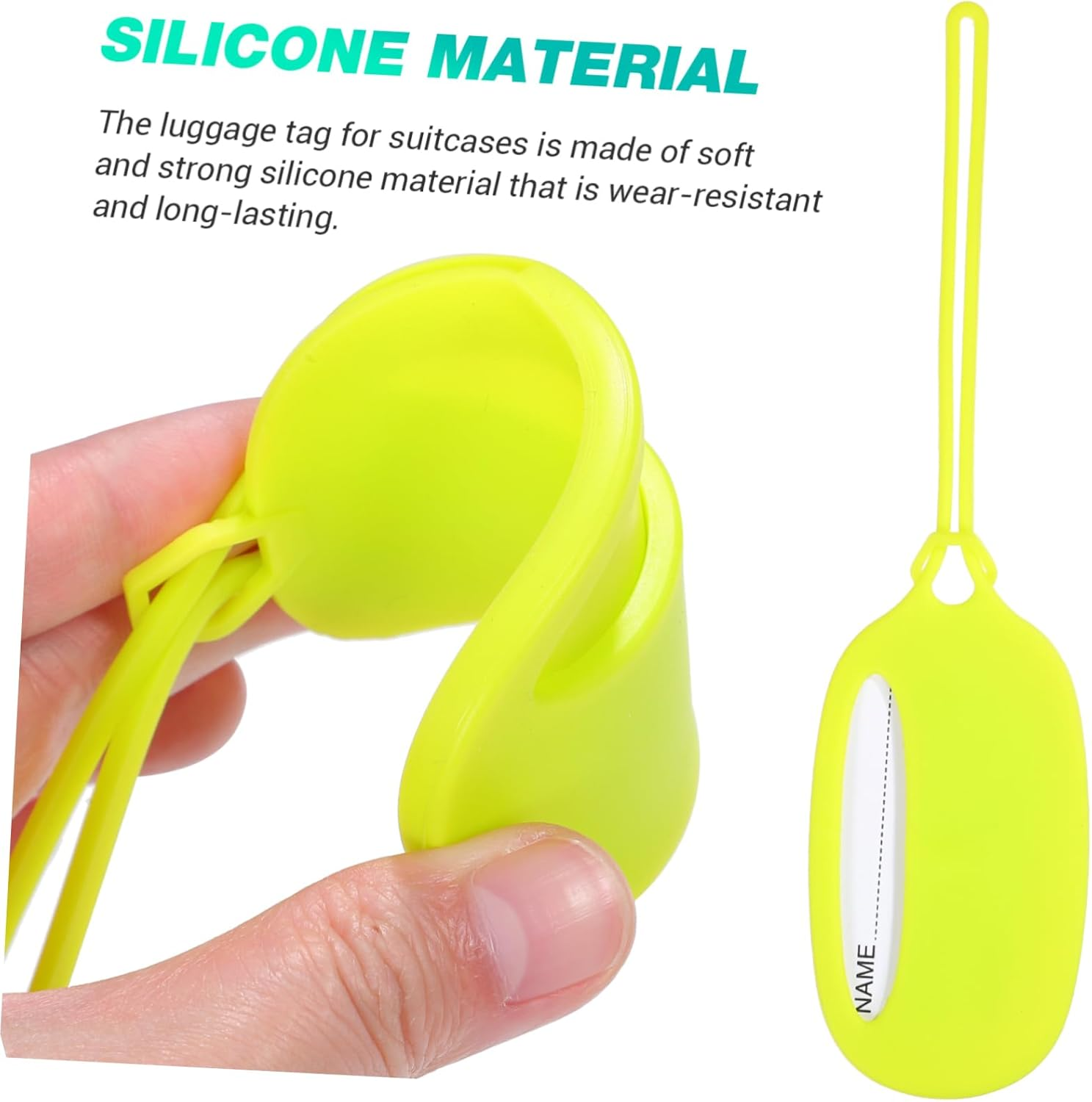 Healeved Silicone Luggage Tags Set of 3 Yellow-Green Suitcase Name Tags for Travel Bags Sturdy Identification Labels for Suitcases and Luggage image number 6