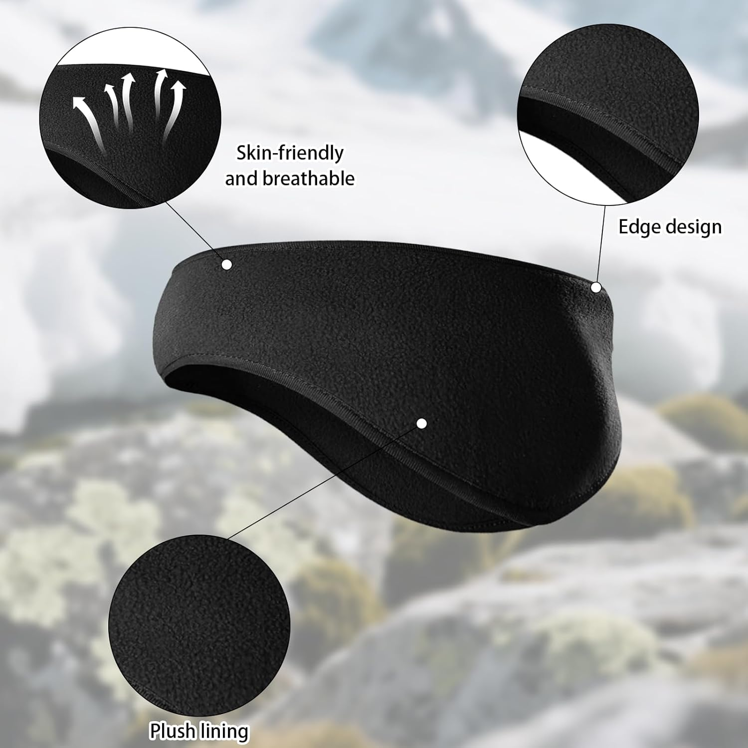 Polar Fleece Ear Warmers Headbands for Men Women Ultra Warm Winter Ear Muffs for Sports and Daily Wear Running Accessories Suitable for Running Cycling Skiing Snowboarding Climbing Walking image number 4
