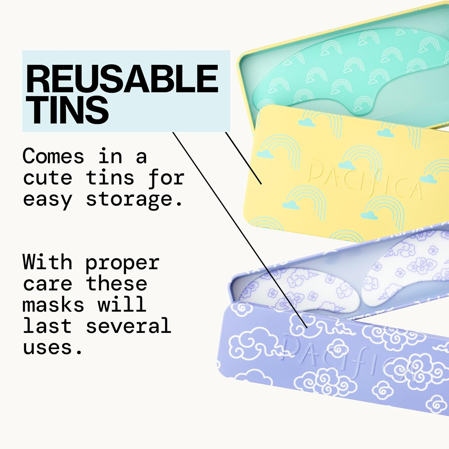 Pacifica Beauty | Reusable Undereye Mask | 100% Silicone | Vacuum Seal & Lifting Effect | Minimize Fine Lines + Wrinkles | Pair with Serum | Storage Tin Included | Vegan + Cruelty Free image number 3