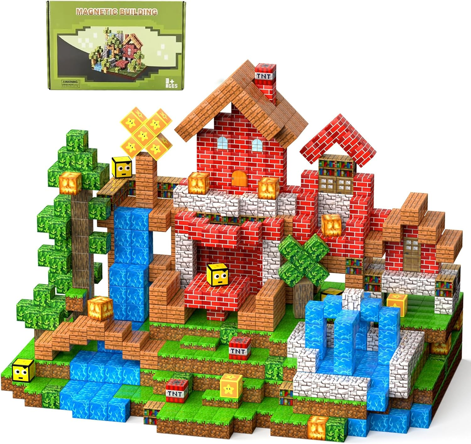 Magnetic Blocks-100Pcs Build Mine Magnet World Set, Magnetic Tiles Kids Build Cubes 2025 Upgraded STEM Game Toys, Christmas Birthday Gifts for Boys & Girls Ages 3+ (Forest) image number 1