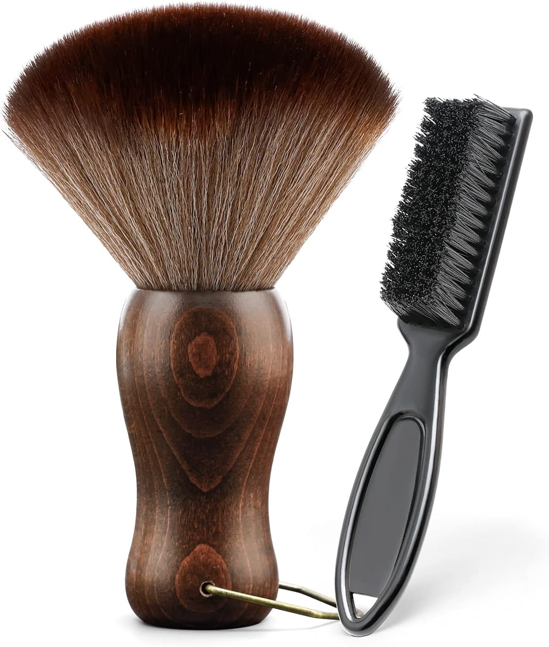 CGBARBER Barber Neck Duster Brush Wood Handle with Hook for Hair Cutting&hellip; (Neck Brush+Black Brush) for All Hair Type.